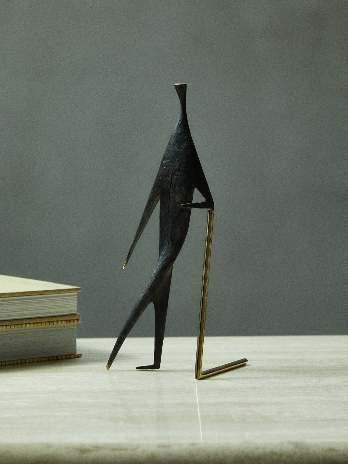 Man with Stick Brass Sculpture
