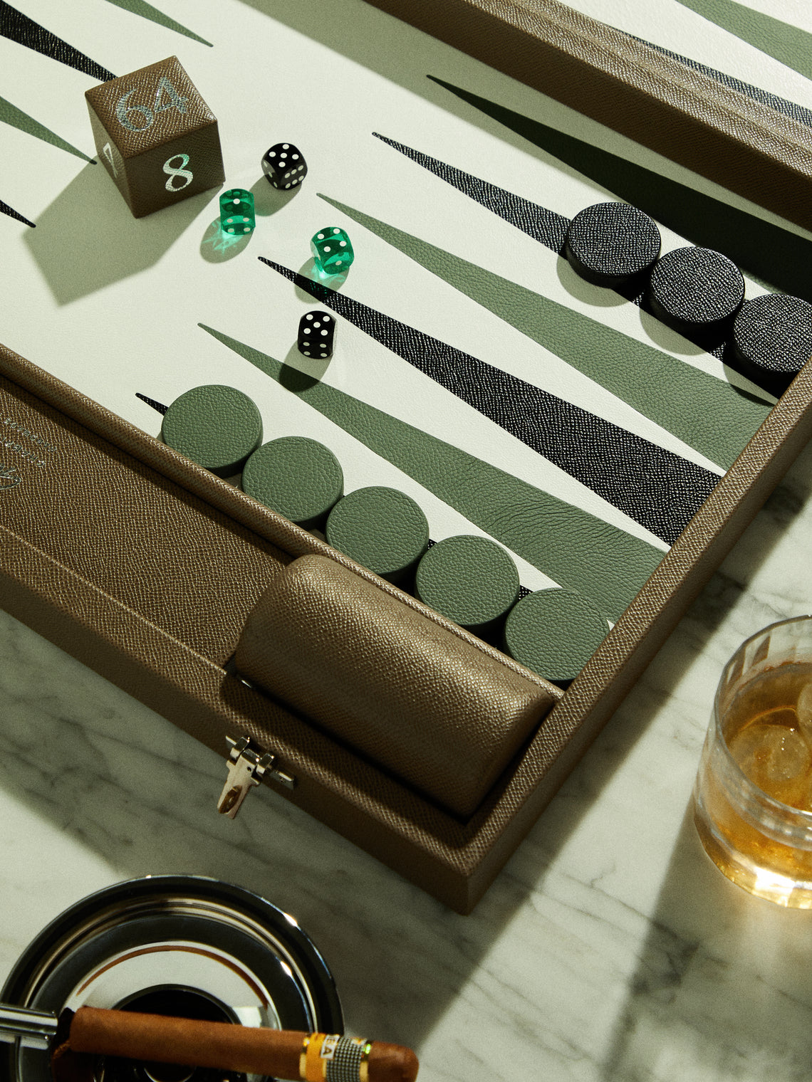 Geoffrey Parker - Leather Tournament Backgammon Set - Taupe - ABASK