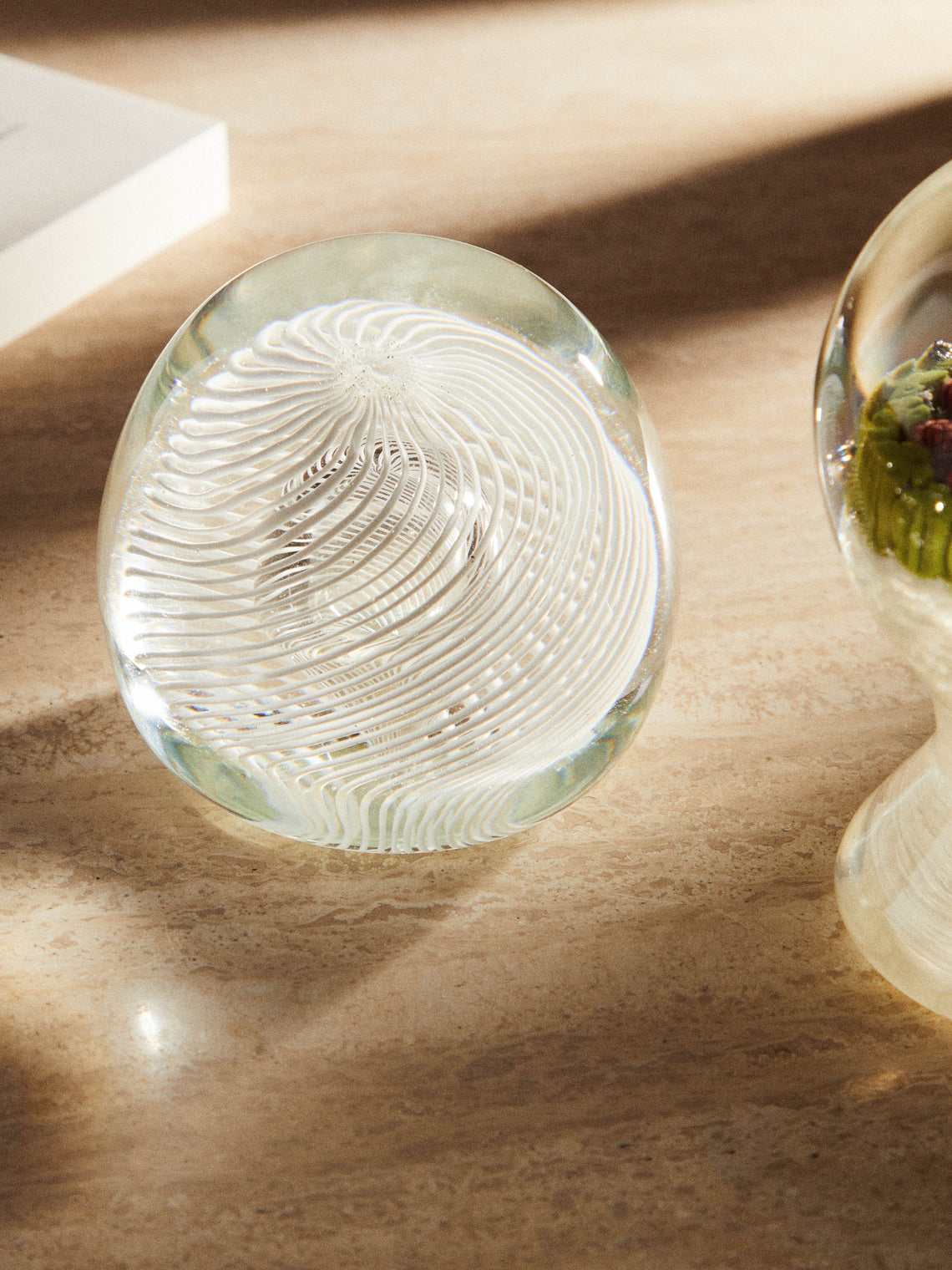1970s Filigrana Swirl Murano Paperweight