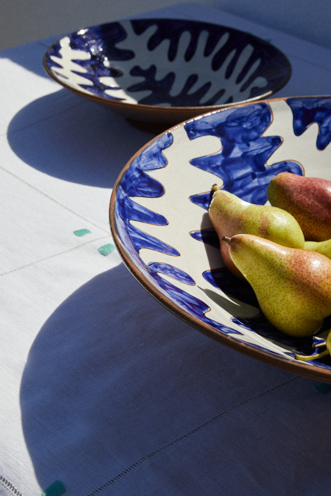 Anut Cairo - Stencil Hand-Painted Ceramic Serving Bowl -  - ABASK