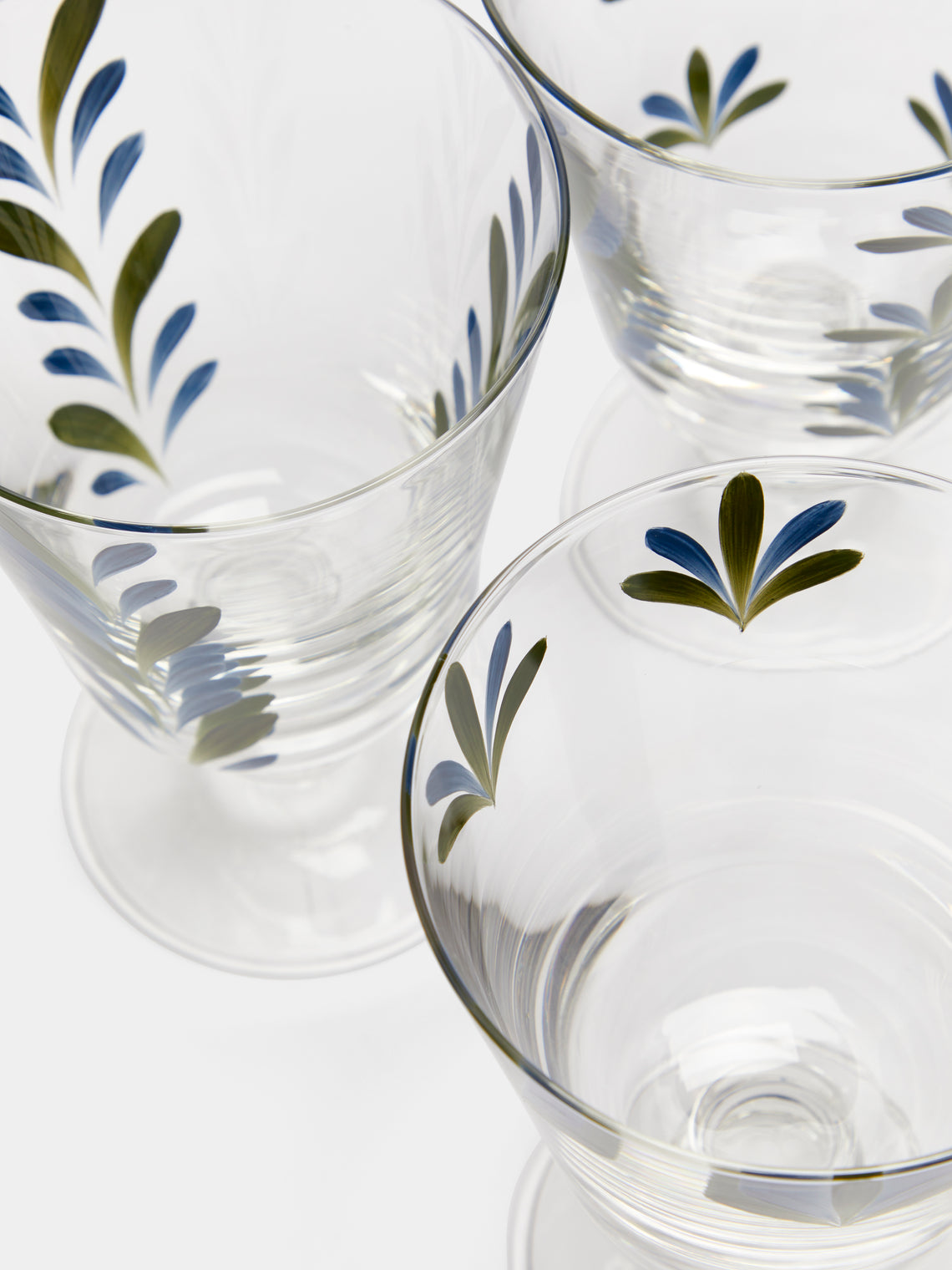 Los Vasos de Agua Clara - Jalisco Hand-Painted Stemmed Glasses (Set of 6) -  - ABASK