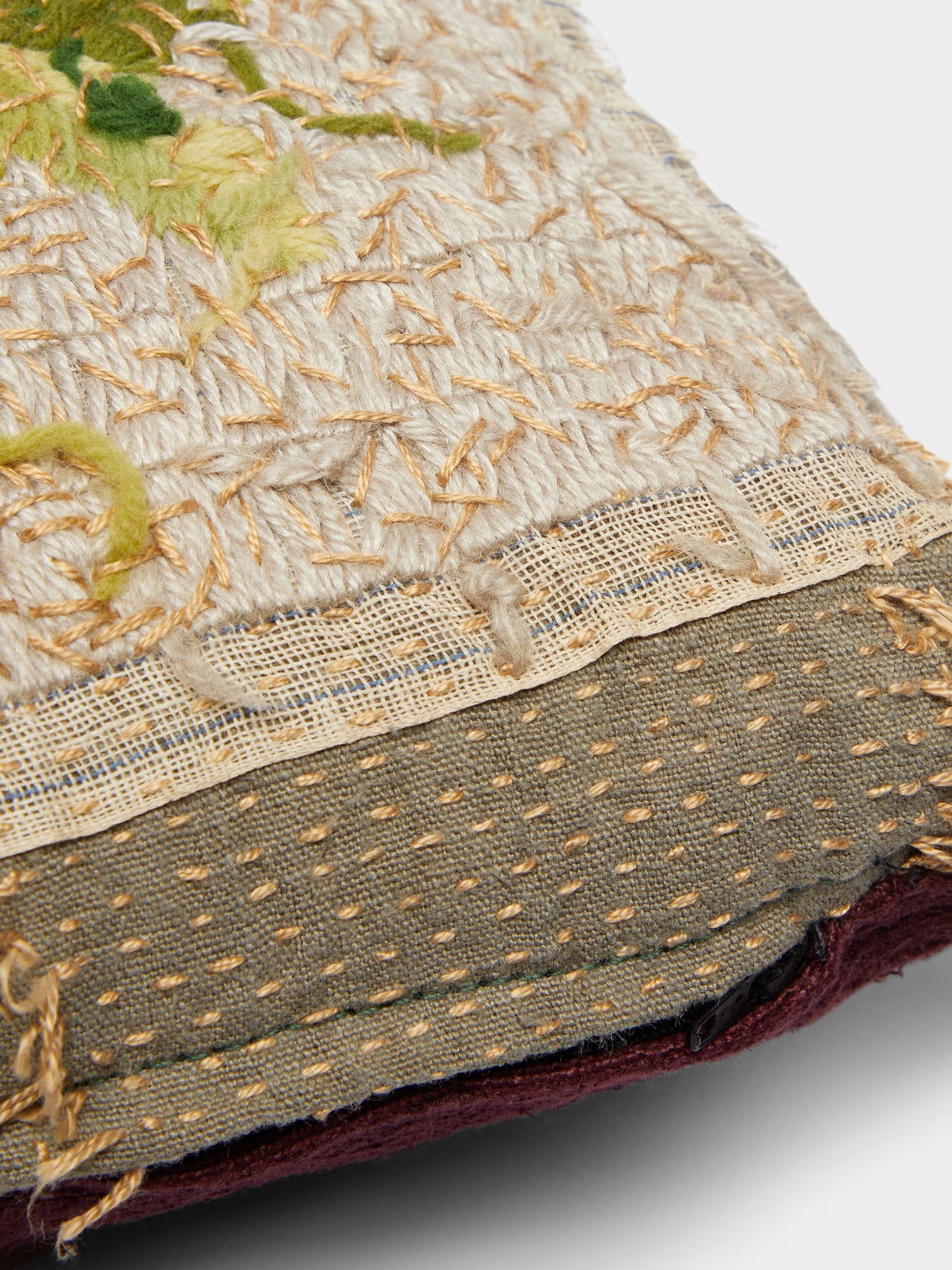 By Walid - 1920s French Needlepoint Linen Cushion -  - ABASK