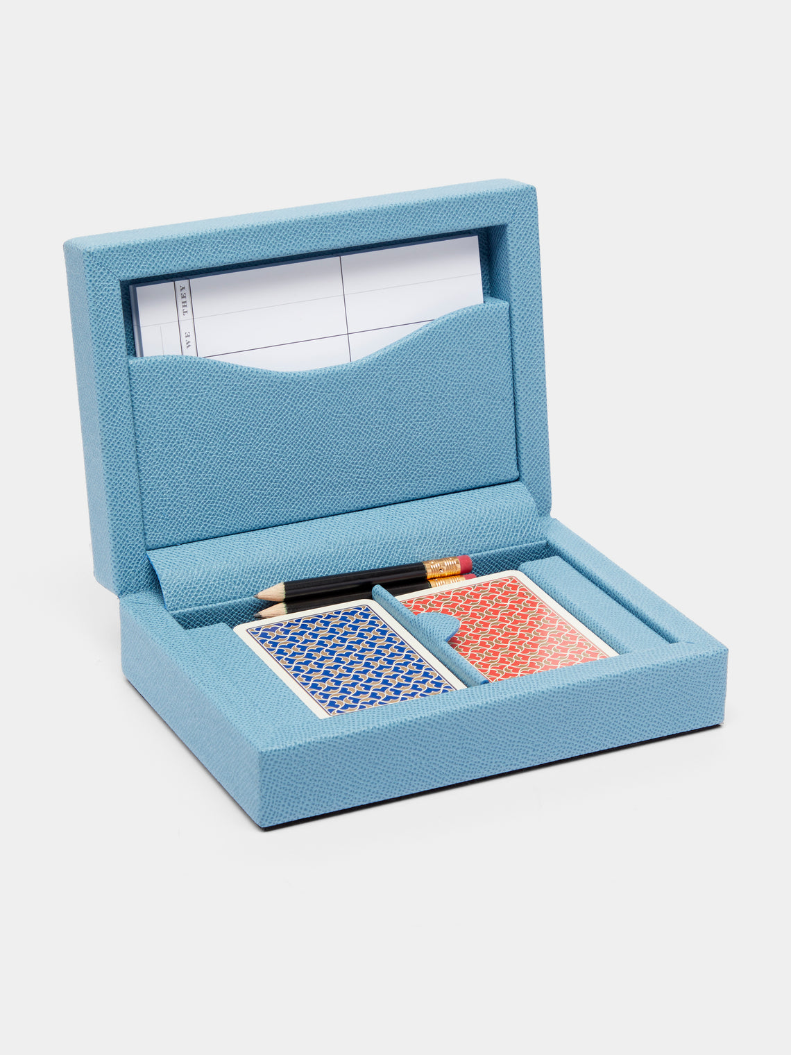 Geoffrey Parker - Leather Double Deck Bridge Set - Light Blue - ABASK