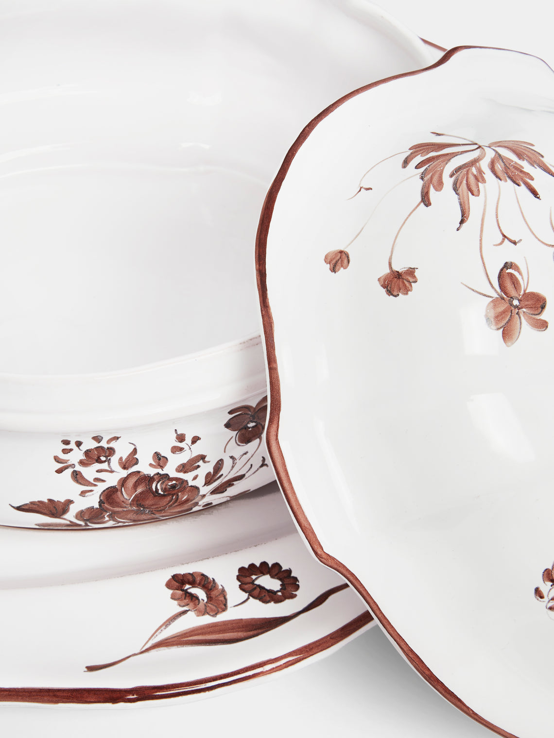Z.d.G - Camaïeu Hand-Painted Ceramic Lidded Tureen with Serving Platter -  - ABASK