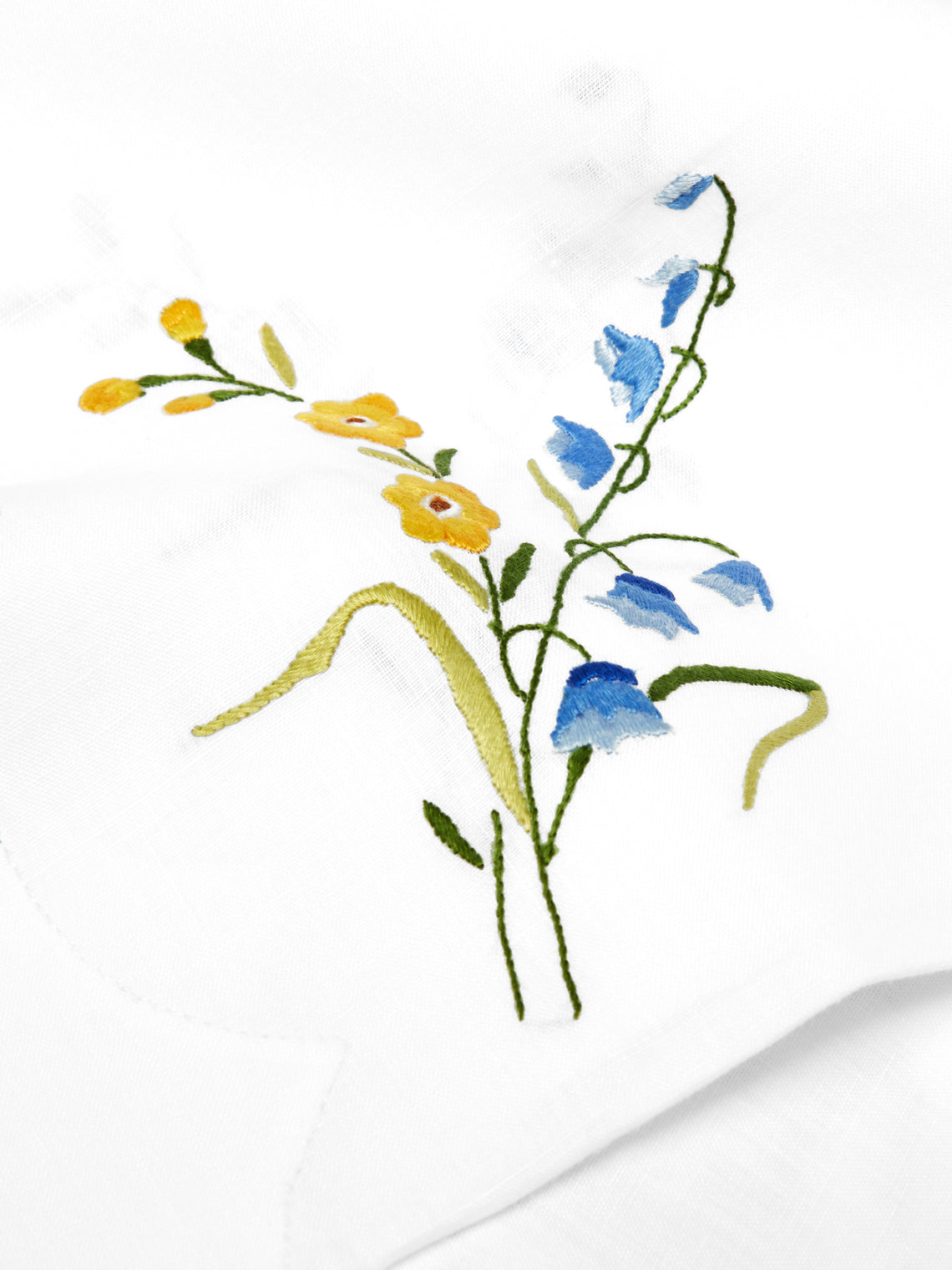 Taf Firenze - Fiammingo Hand-Embroidered Linen Tablecloth and Napkins (Set of 12) -  - ABASK