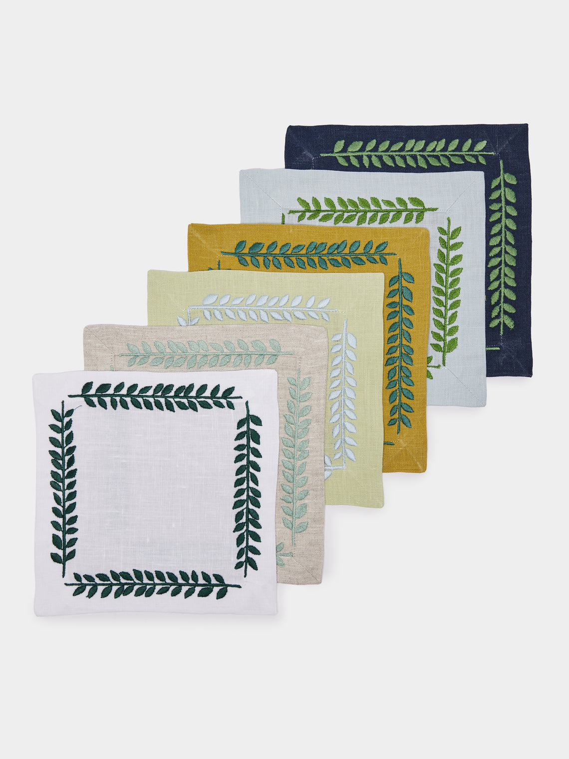 Angela Wickstead - Embroidered Linen Cocktail Napkins (Set of 6) -  - ABASK