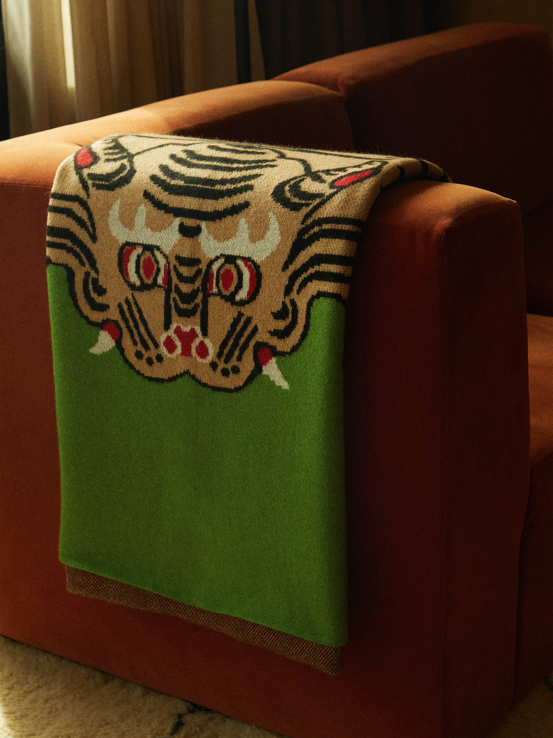 Saved NY - Tiger Rug Cashmere Blanket - Green - ABASK