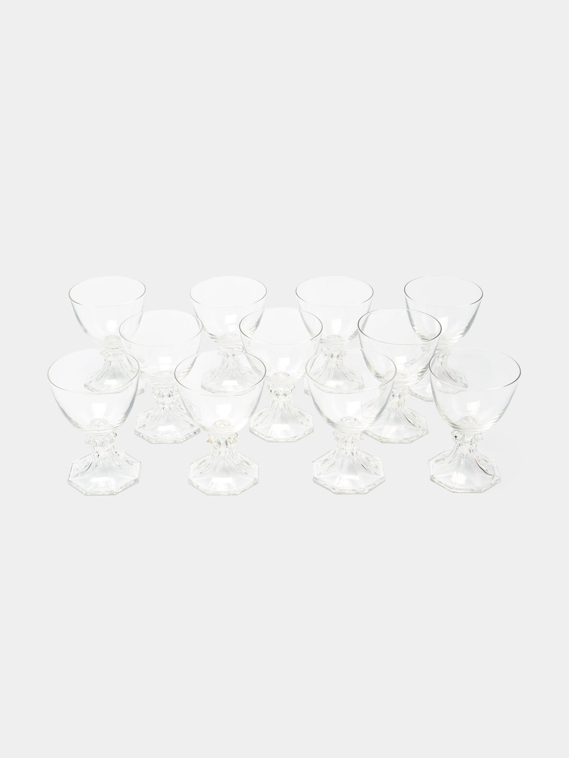 Antique and Vintage - 1930s Val Saint Lambert Crystal Wine Glasses (Set of 10) - Clear - ABASK