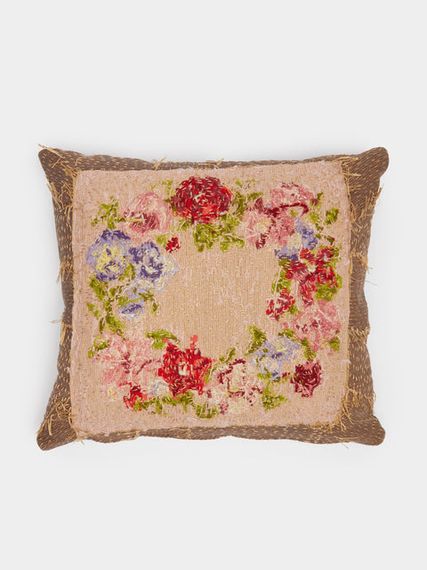 By Walid - 19th-Century Needlepoint Linen Cushion -  - ABASK - 