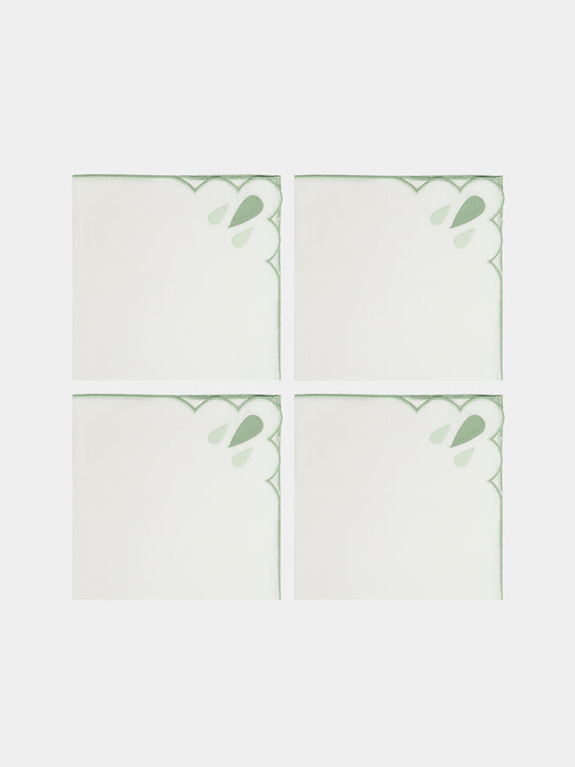 Los Encajeros - Drops Embroidered Linen Napkins (Set of 4) -  - ABASK