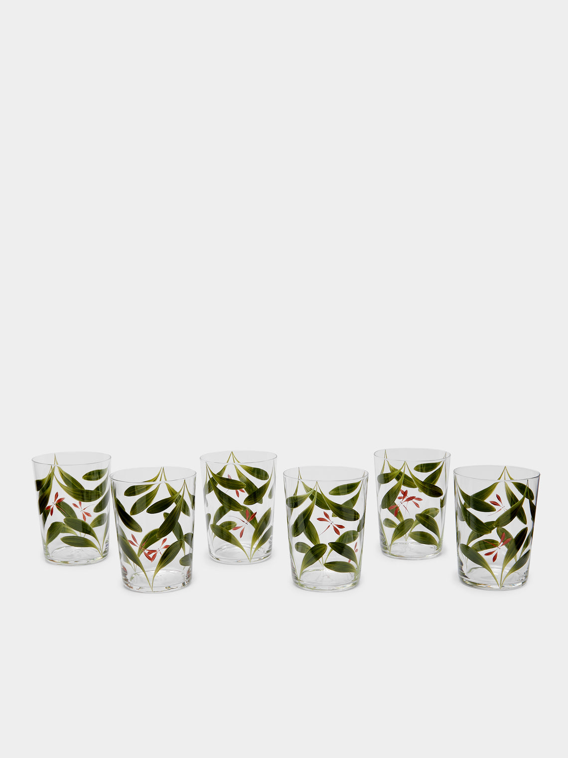 Los Vasos de Agua Clara - Dragonfly Hand-Painted Glass Tumblers (Set of 6) -  - ABASK