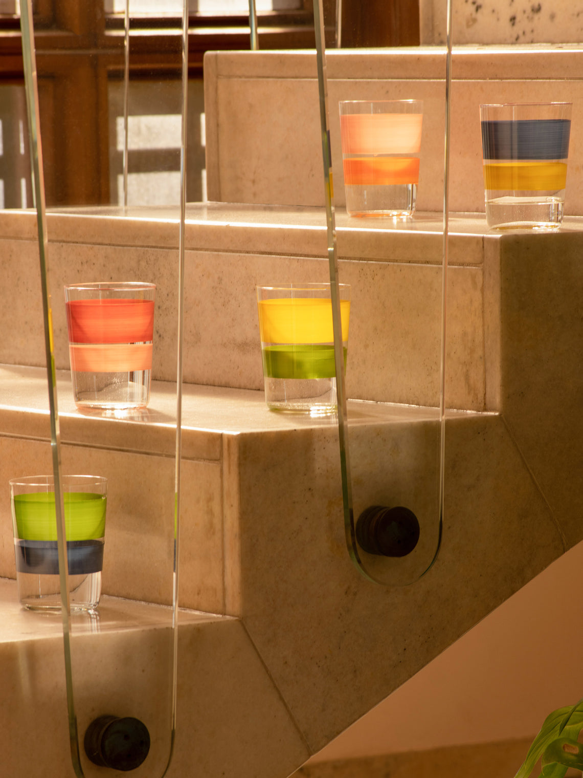 Los Vasos de Agua Clara - Portofino Hand-Painted Glass Tumblers (Set of 6) -  - ABASK