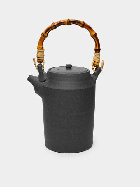 Ido Ferber - Black Clay and Silk Glaze Tall Pot with Bamboo Handle -  - ABASK - 