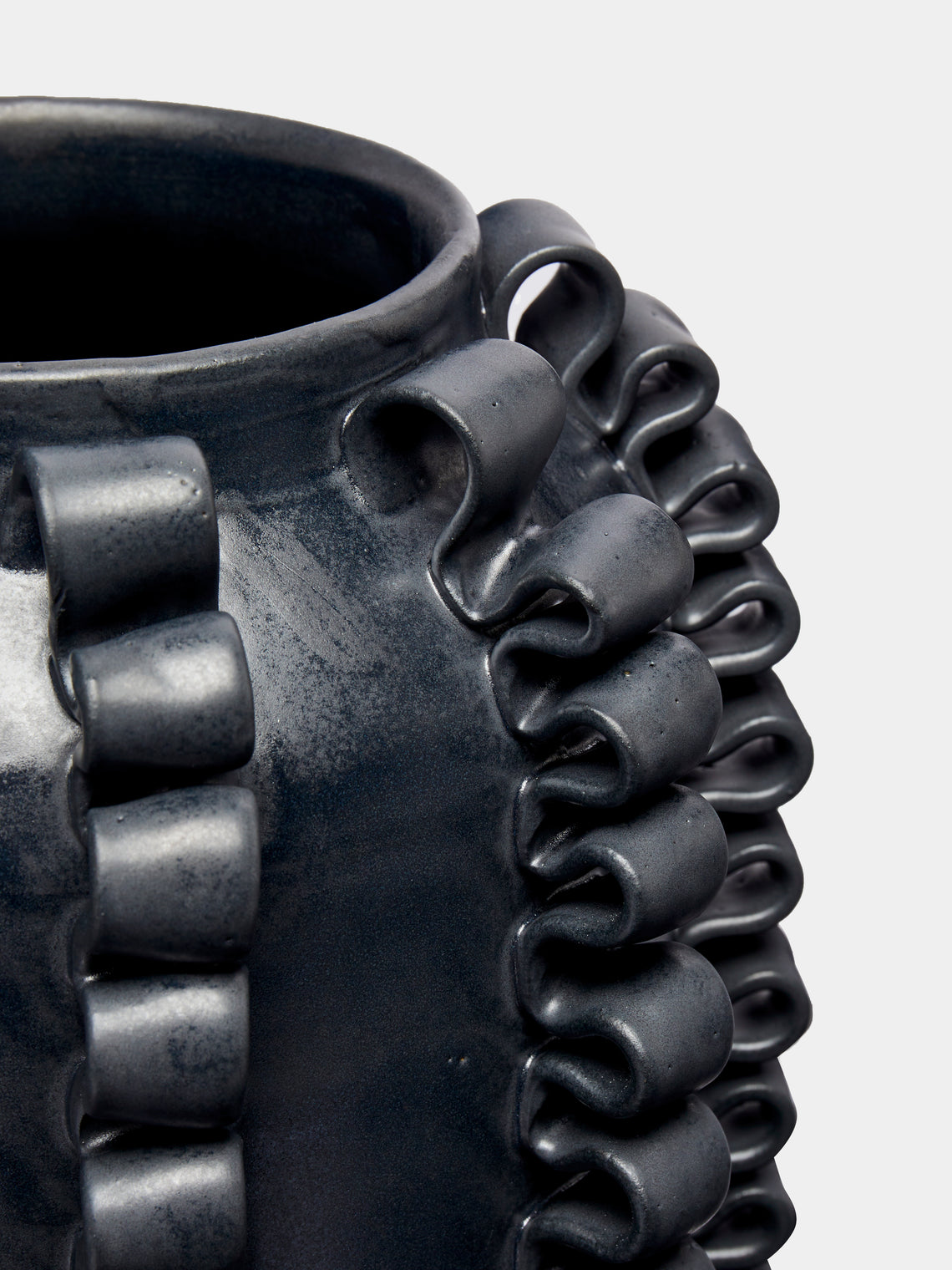 Perla Valtierra - Lola Hand-Glazed Ceramic Large Vase - Black - ABASK