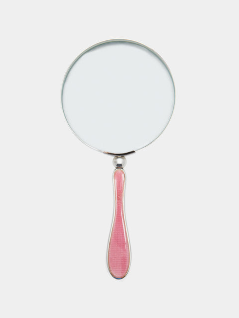 Antique and Vintage - 1920s Sterling Silver Enamel-Mounted Magnifying Glass - Pink - ABASK - 