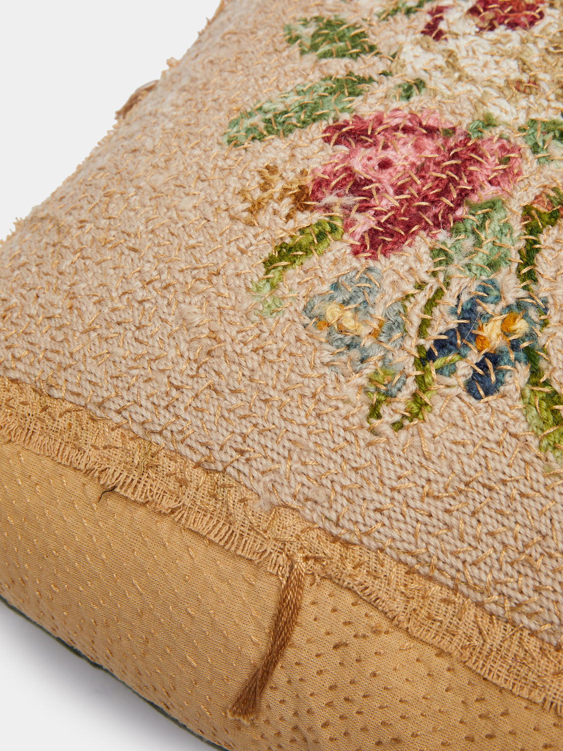 By Walid - 1920s Needlepoint Linen Cushion -  - ABASK