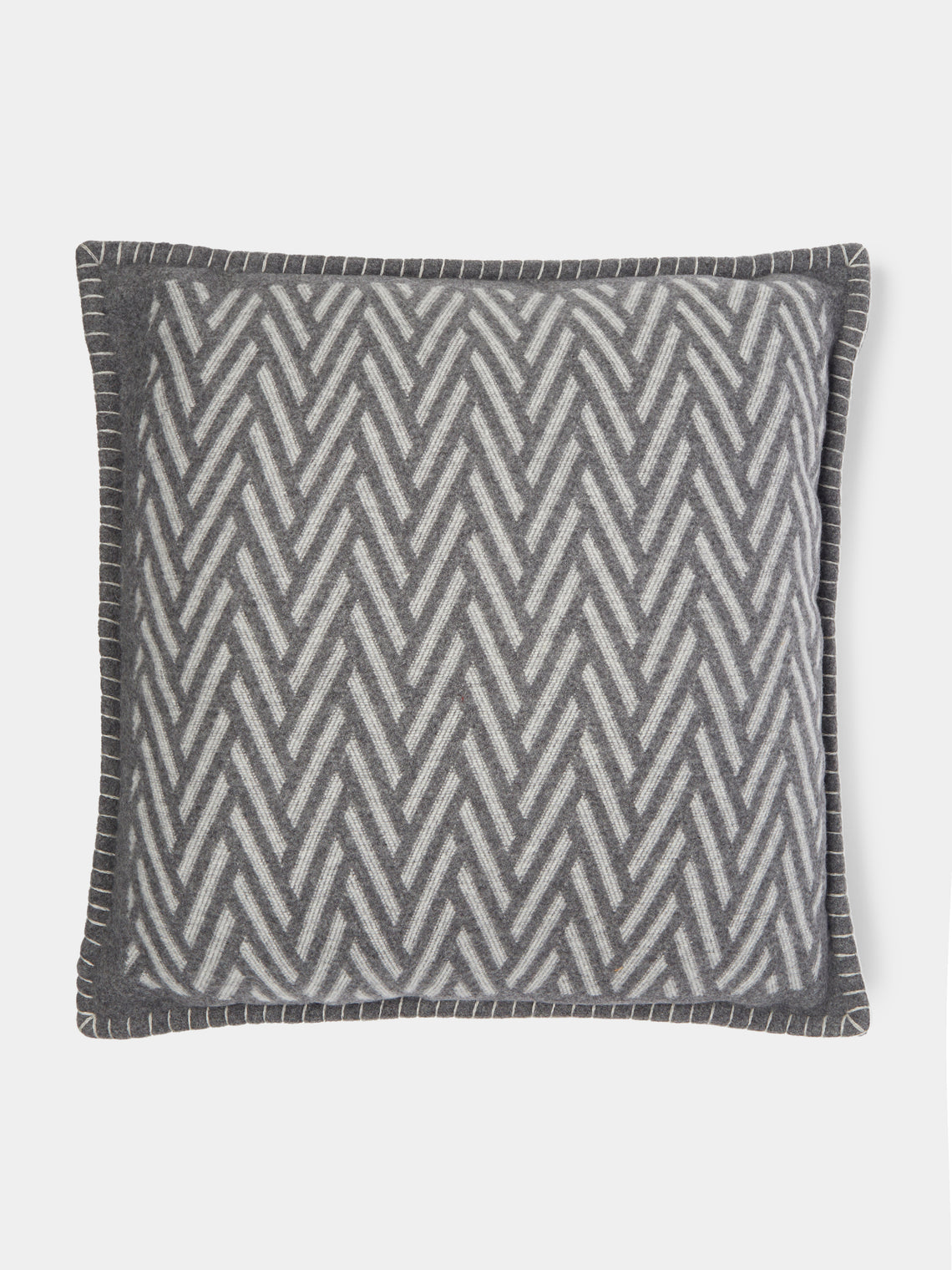 Johnstons of Elgin - Herringbone Jacquard Wool Cushion -  - ABASK - 
