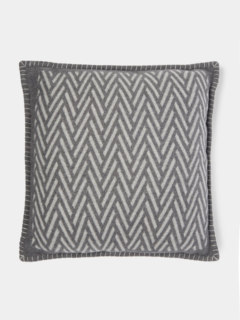 Johnstons of Elgin - Herringbone Jacquard Wool Cushion -  - ABASK - 