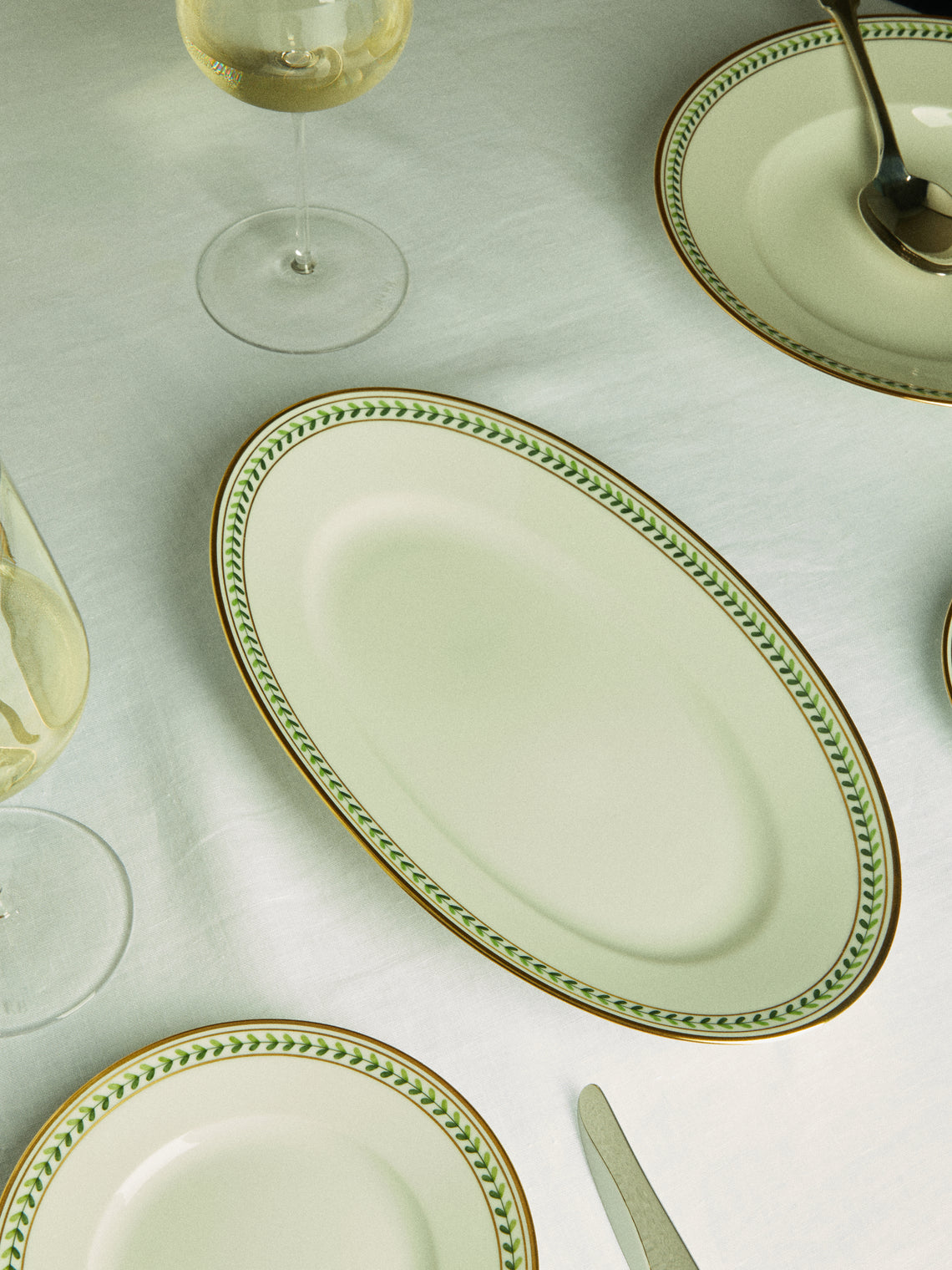 Augarten - Leafed Edge Hand-Painted Porcelain Serving Platter -  - ABASK