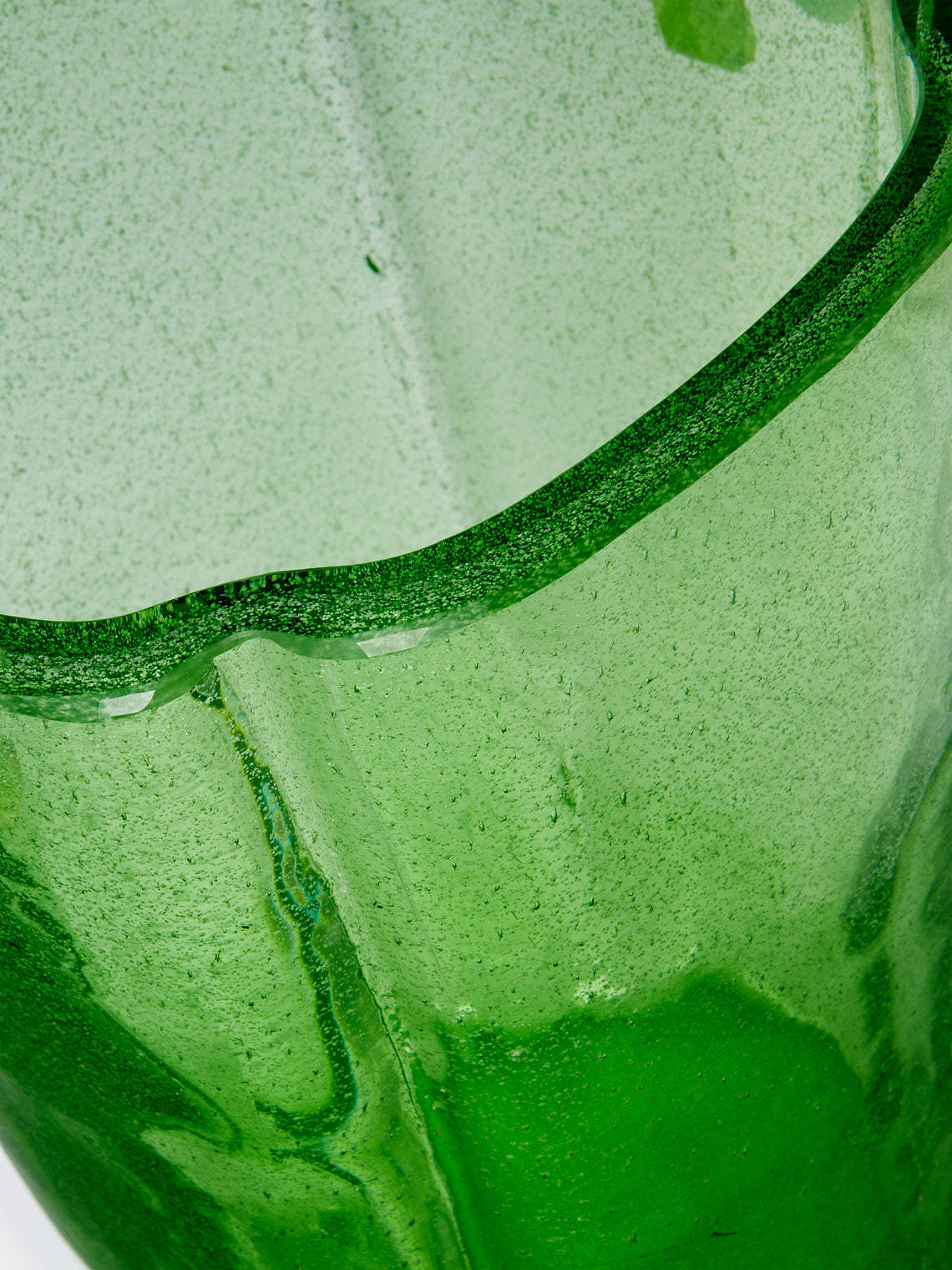 Antique and Vintage - 1940s Bollicine Murano Glass Vase - Green - ABASK