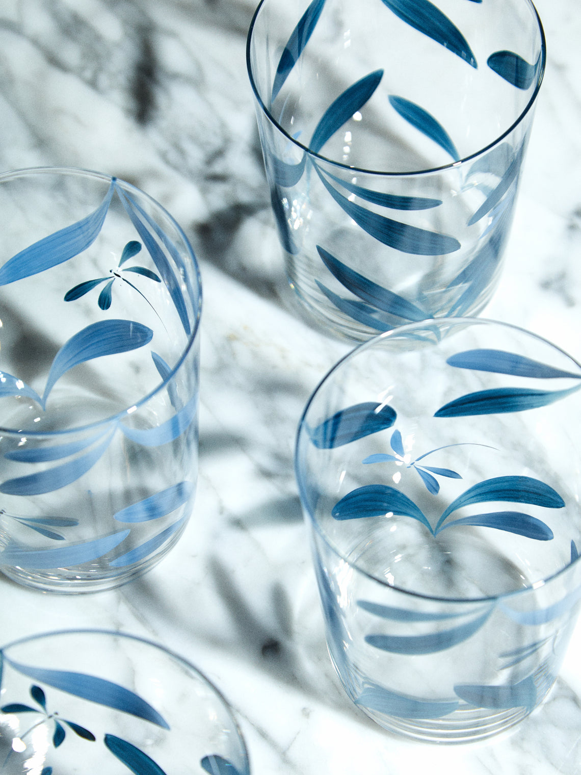 Los Vasos de Agua Clara - Melides Hand-Painted Glass Tumblers (Set of 6) -  - ABASK