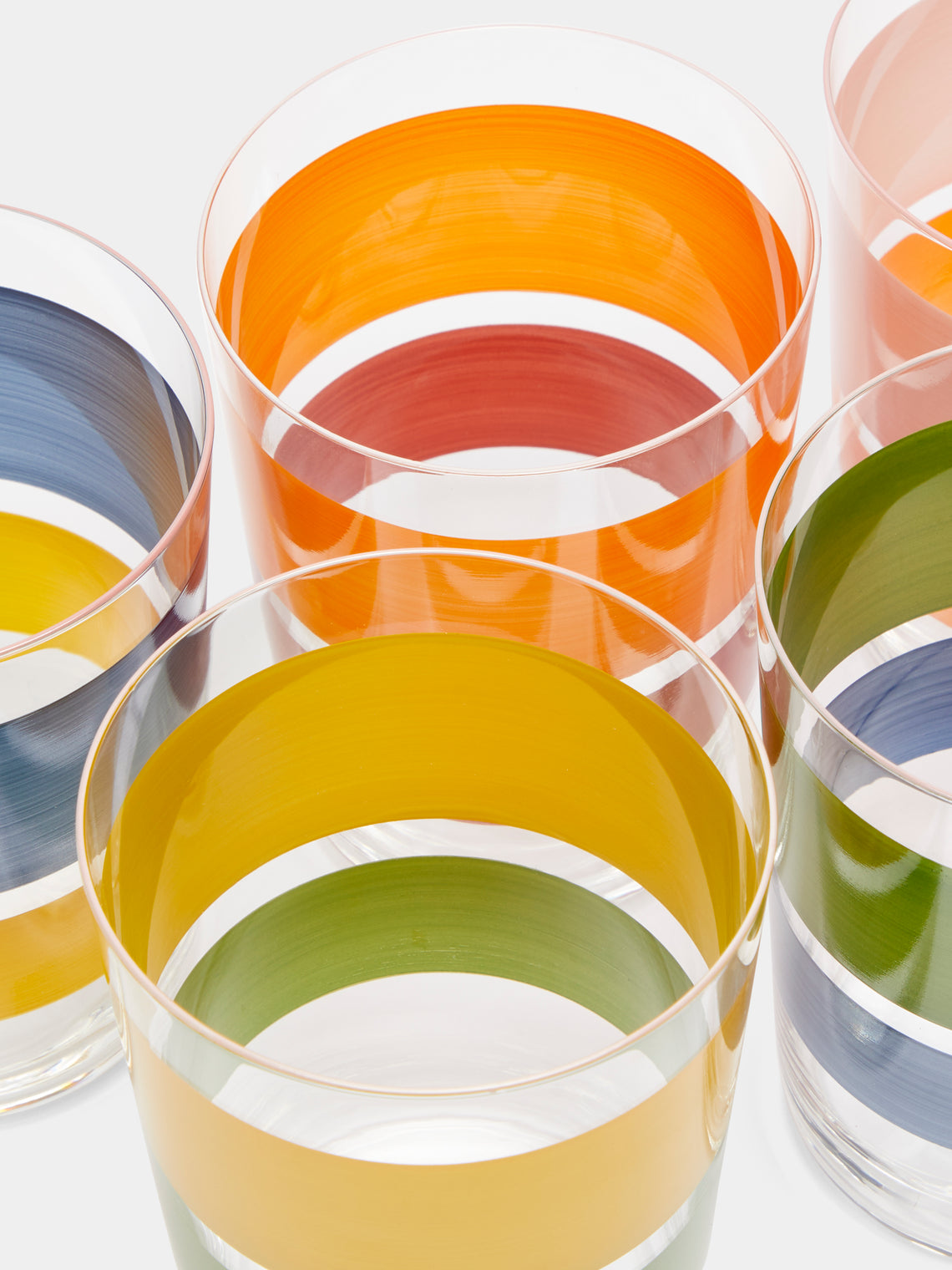 Los Vasos de Agua Clara - Portofino Hand-Painted Glass Tumblers (Set of 6) -  - ABASK
