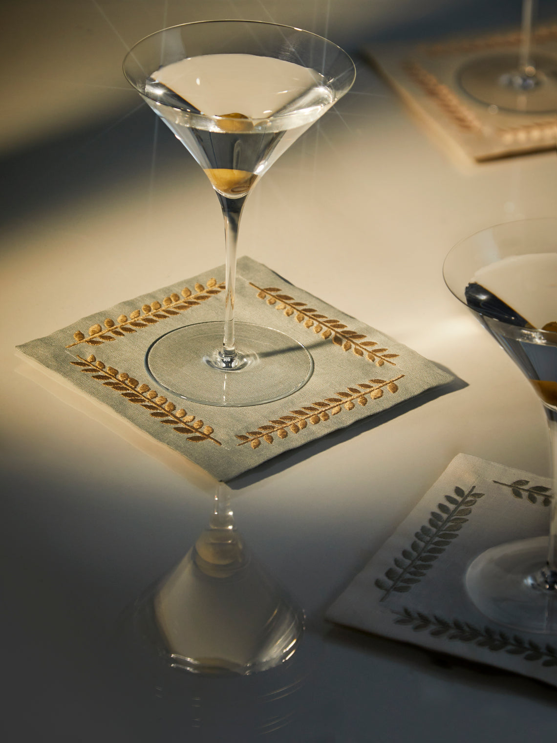 Angela Wickstead - Embroidered Linen Cocktail Napkins (Set of 6) -  - ABASK