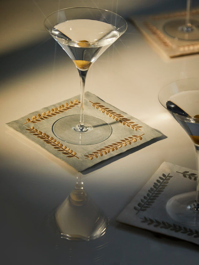 Angela Wickstead - Embroidered Linen Cocktail Napkins (Set of 6) -  - ABASK