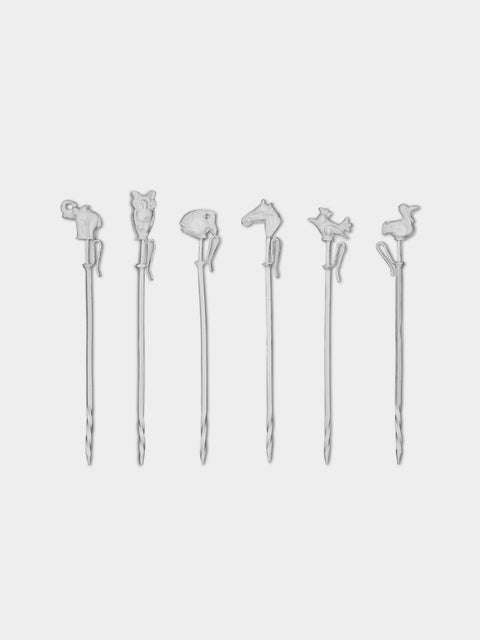 Jarosinski & Vaugoin - Animal Sterling Silver Cocktail Picks (Set of 6) -  - ABASK - 