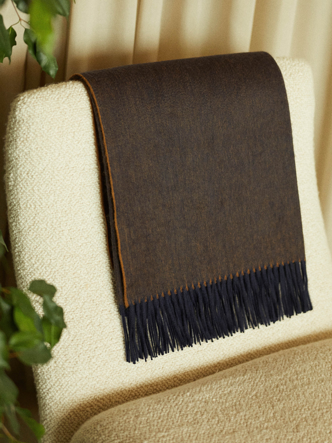 Begg x Co - Arran Cashmere Reversible Blanket - Brown - ABASK