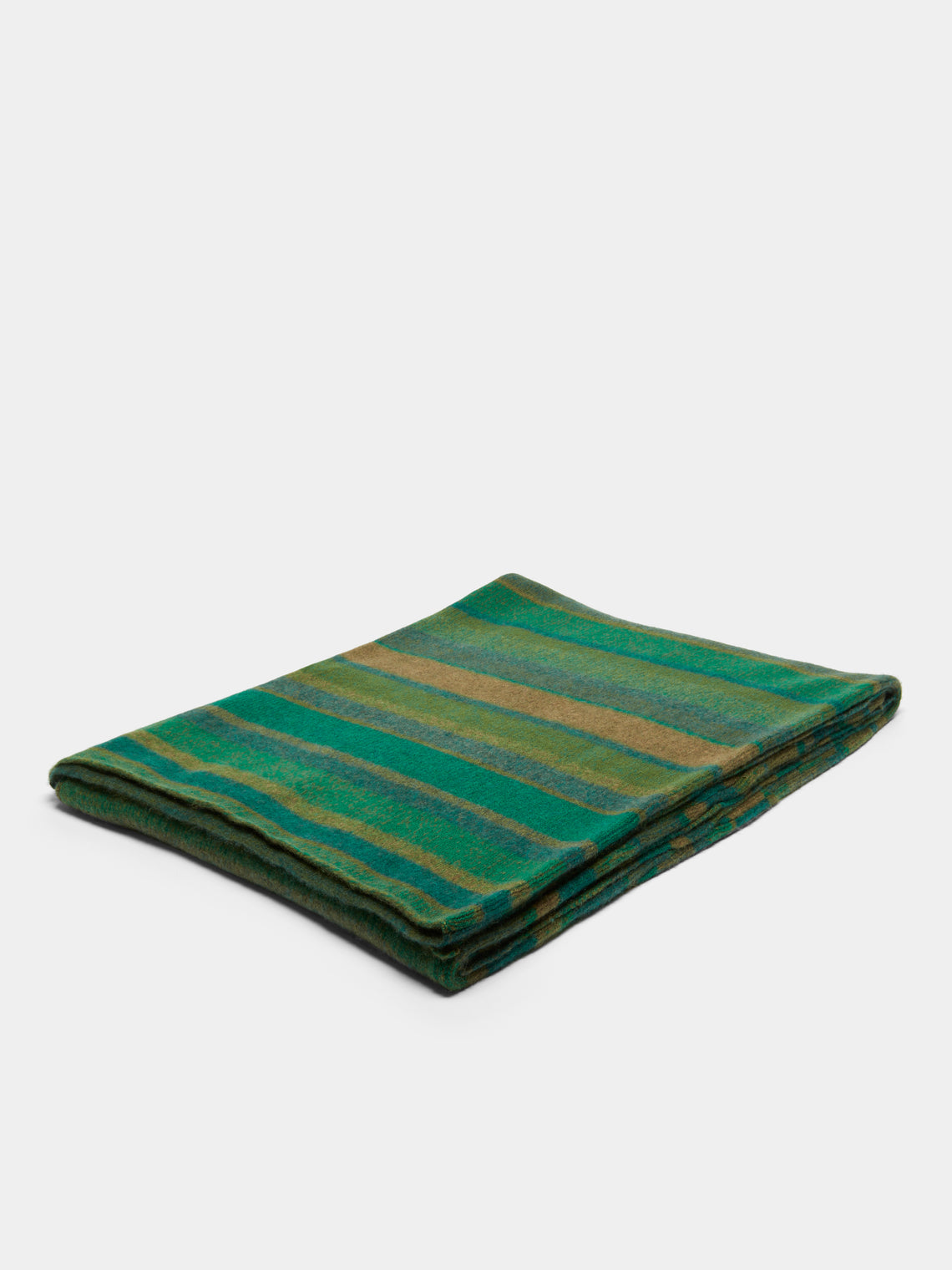 The Elder Statesman - Stripe Super Soft Cashmere Blanket - Green - ABASK
