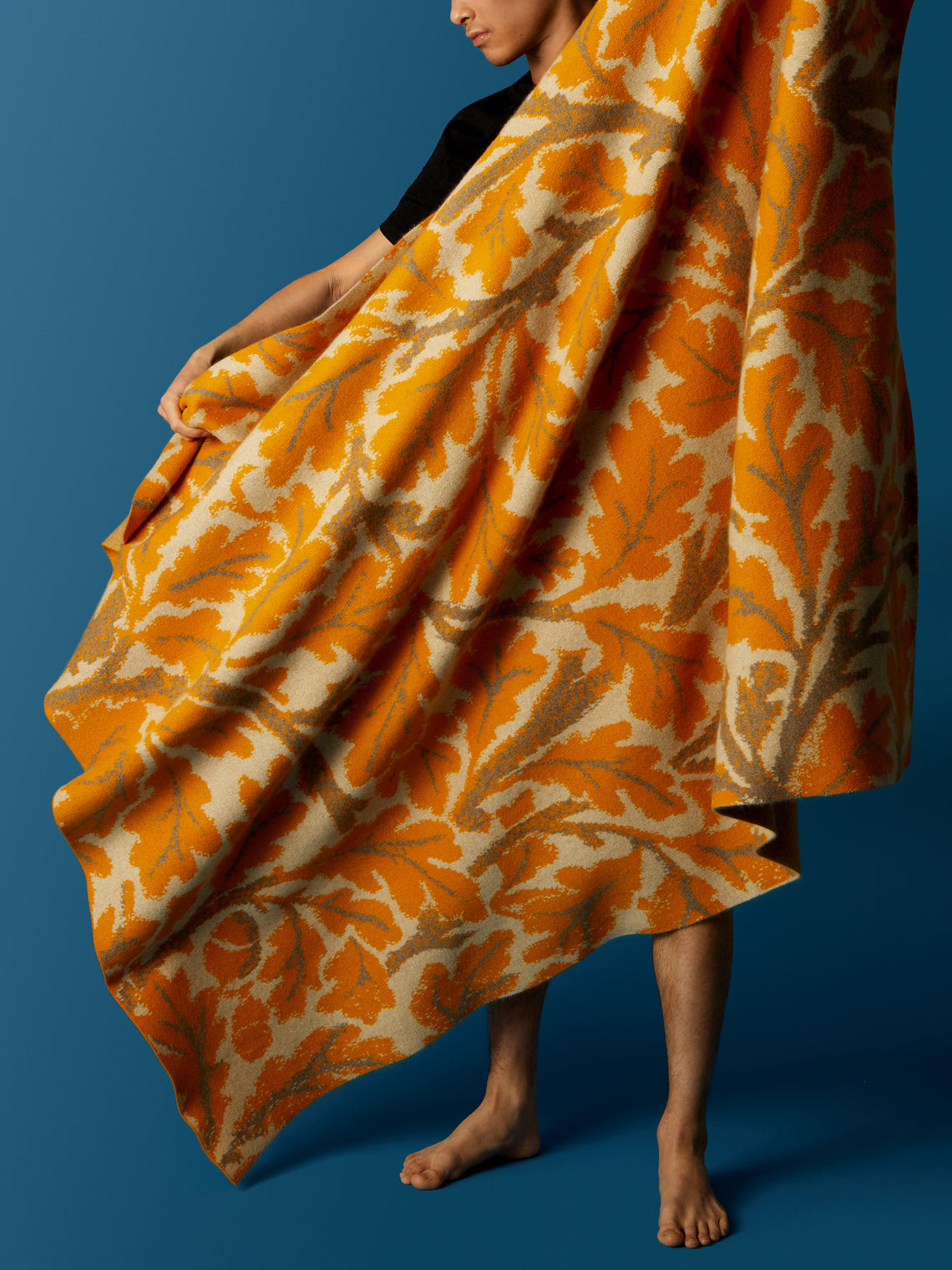 Saved NY - Oak Leaf Cashmere Blanket - Yellow - ABASK