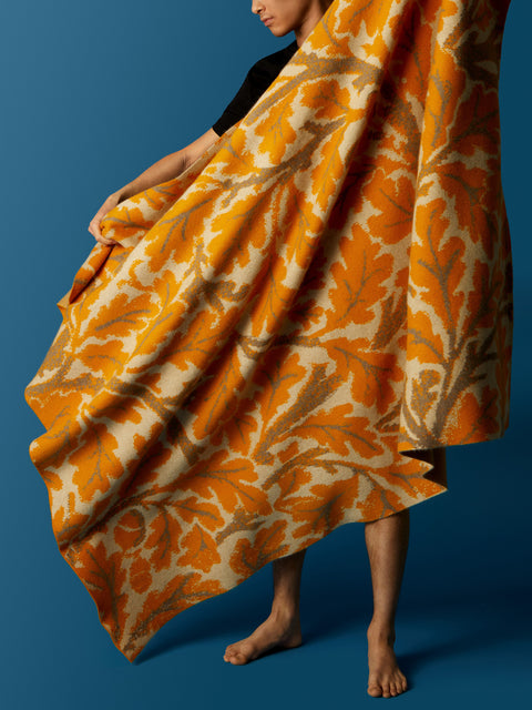 Saved NY - Oak Leaf Cashmere Blanket - Yellow - ABASK