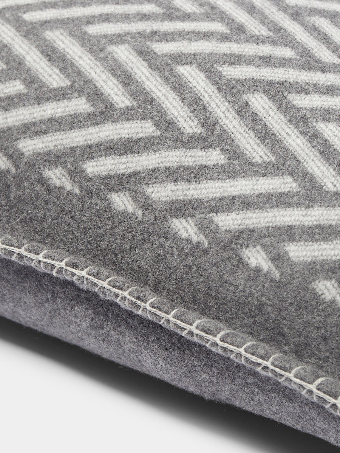 Johnstons of Elgin - Herringbone Jacquard Wool Cushion -  - ABASK