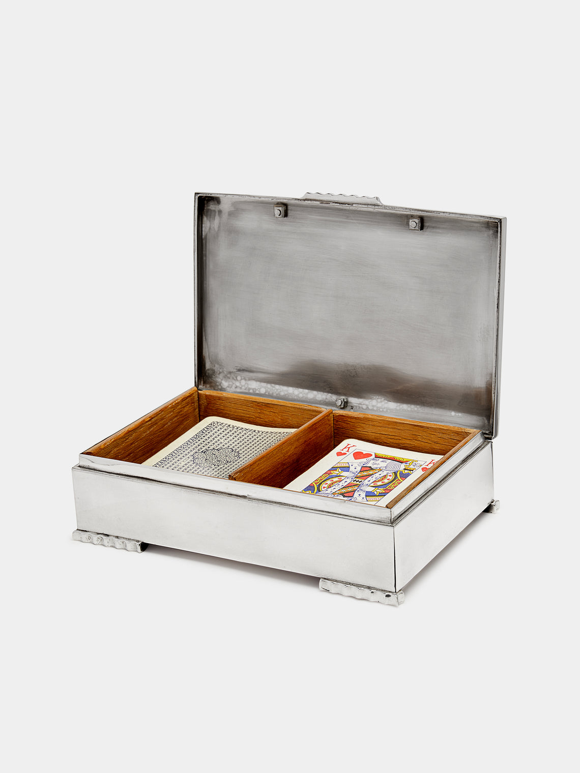 Antique and Vintage - Mid-Century English Silver Plated Playing Card Box - Silver - ABASK