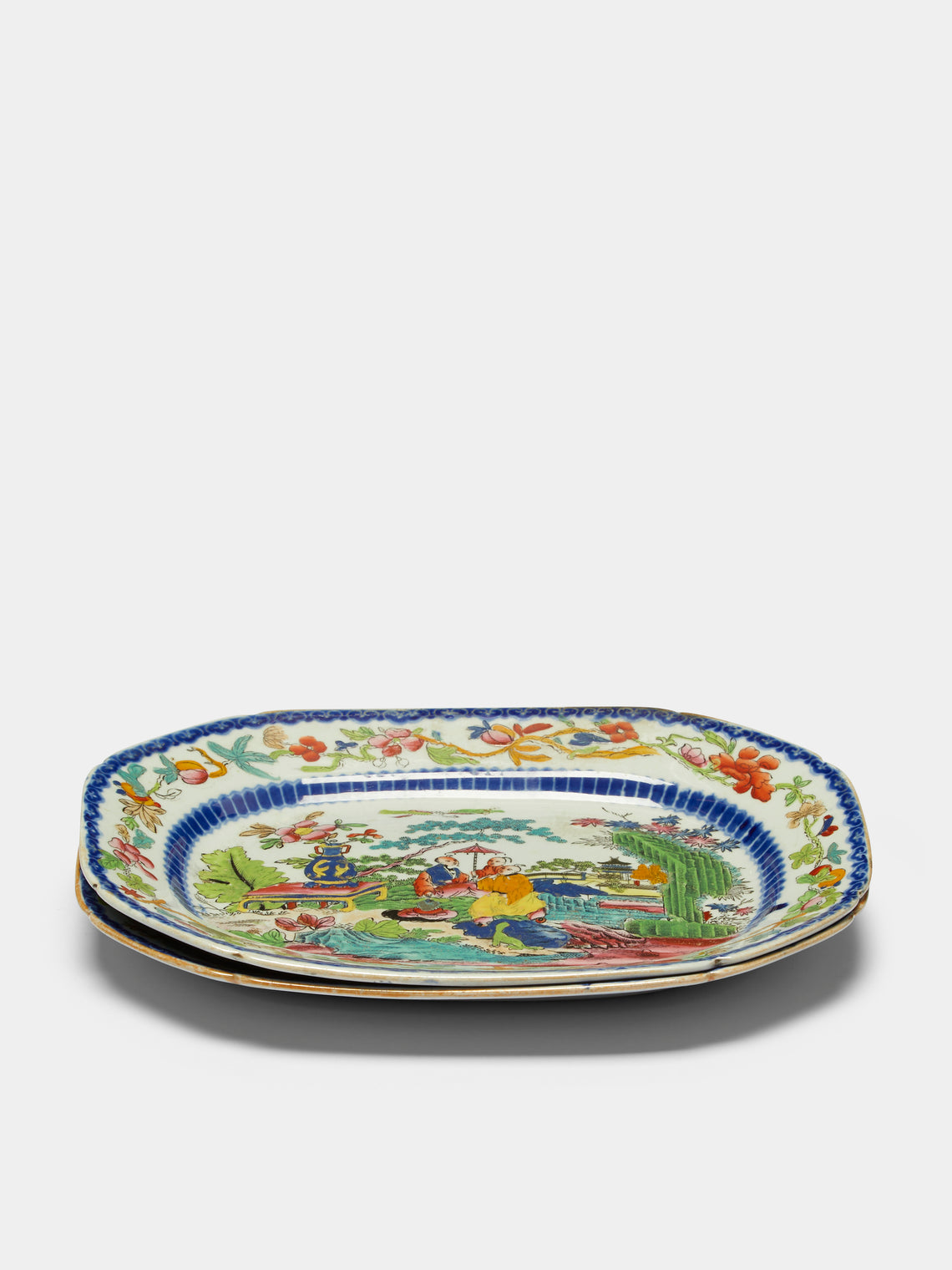 Antique and Vintage - 1820s Mogul Masons Ironstone Platter (Set of 2) -  - ABASK