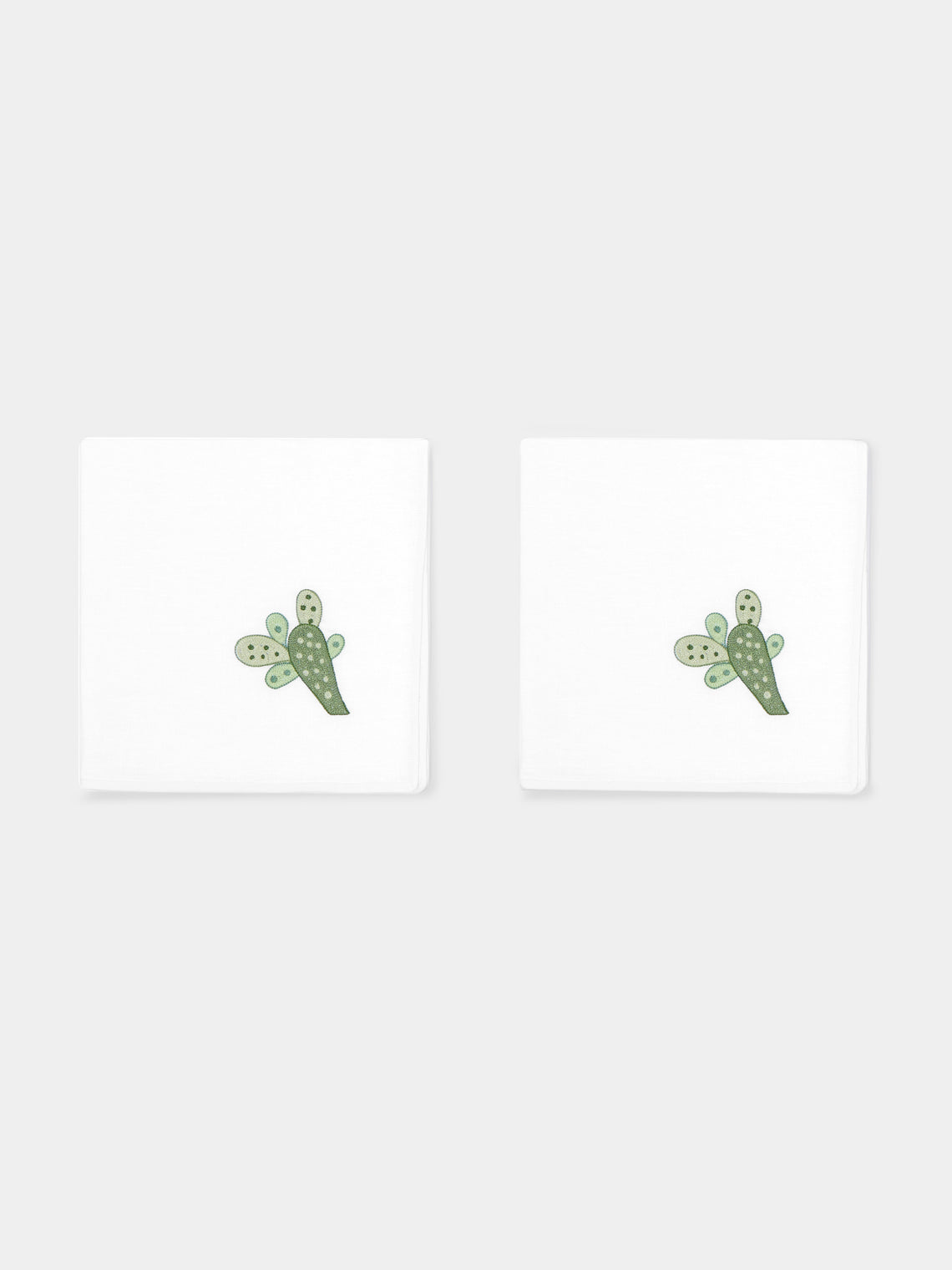 Loretta Caponi - Cactus Hand-Embroidered Linen Placemats and Napkins (Set of 2) -  - ABASK