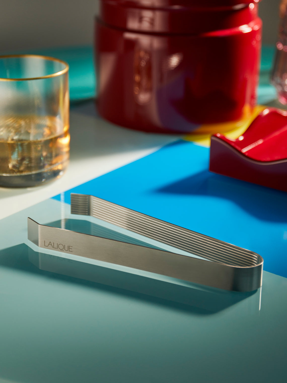 Lalique - Steel Wingen Ice Tongs -  - ABASK