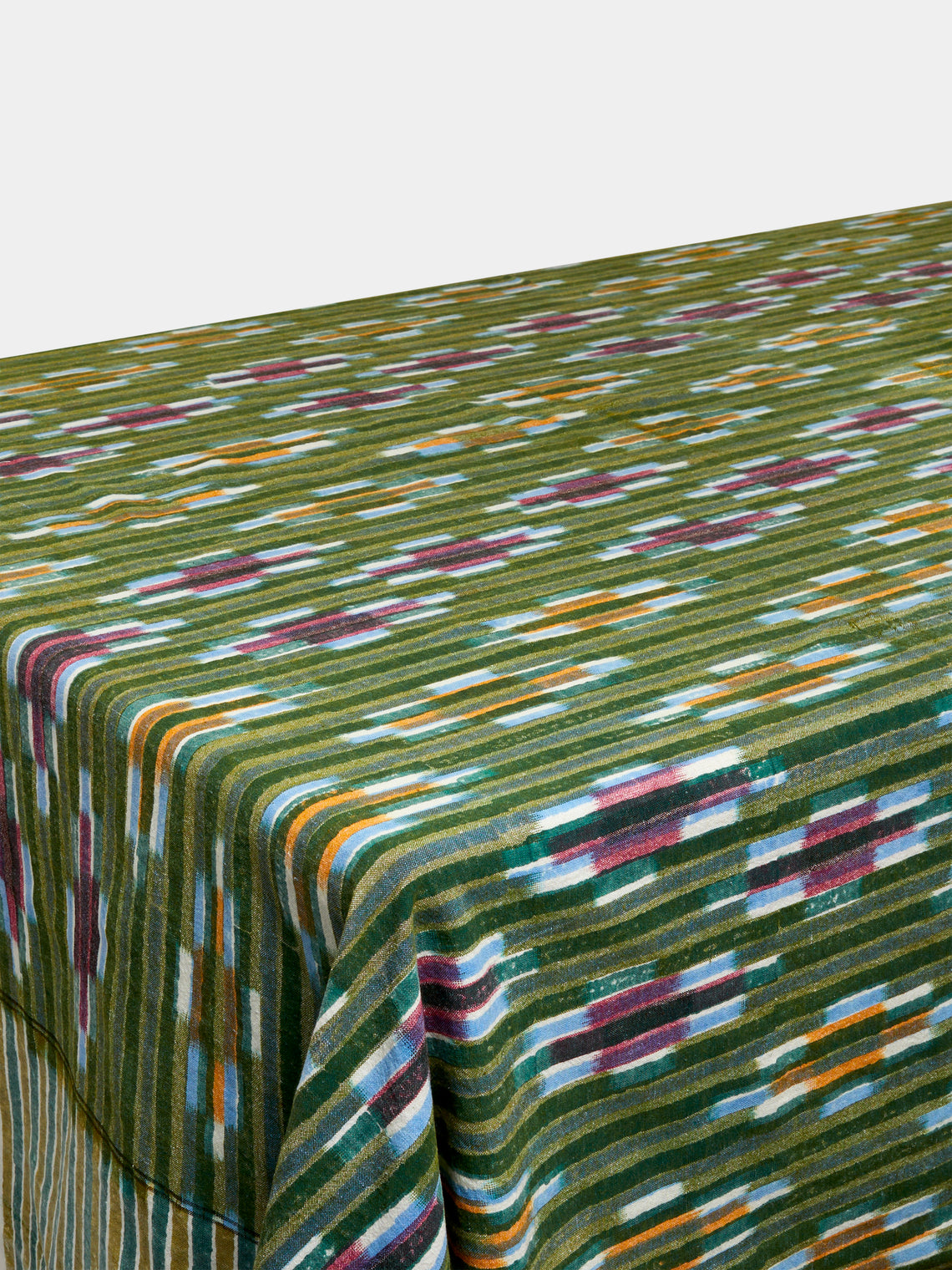 Gregory Parkinson - Petal Stripe Block-Printed Cotton Rectangular Tablecloth -  - ABASK