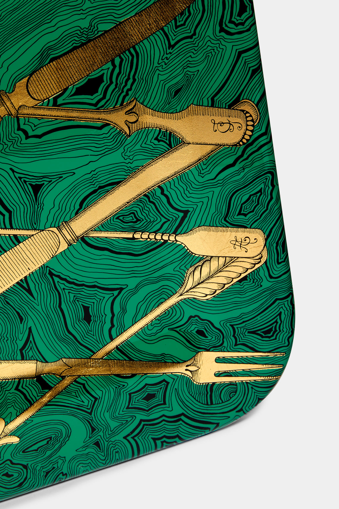 Fornasetti - Posateria Malachite Wood Tray - Green - ABASK