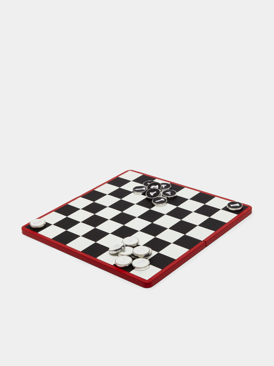 William & Son - Reversible Leather Backgammon & Chess Set - Red - ABASK