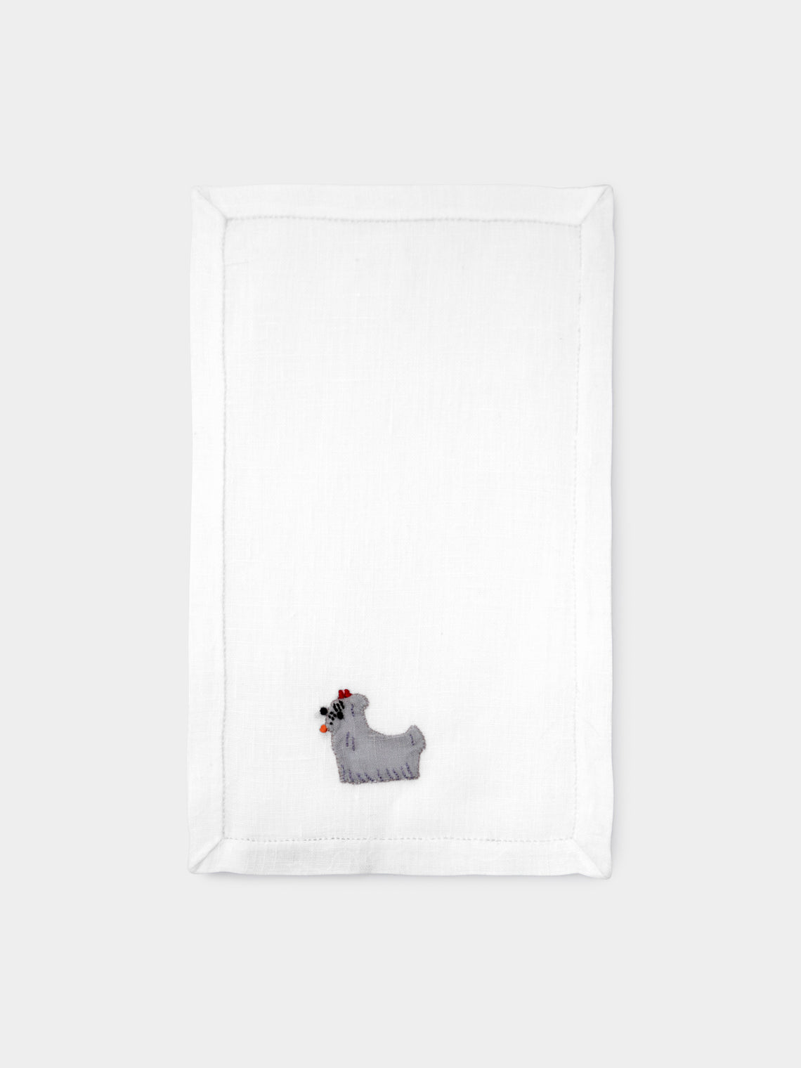 Taf Firenze - Dogs Hand-Embroidered Linen Cocktail Napkins (Set of 6) -  - ABASK