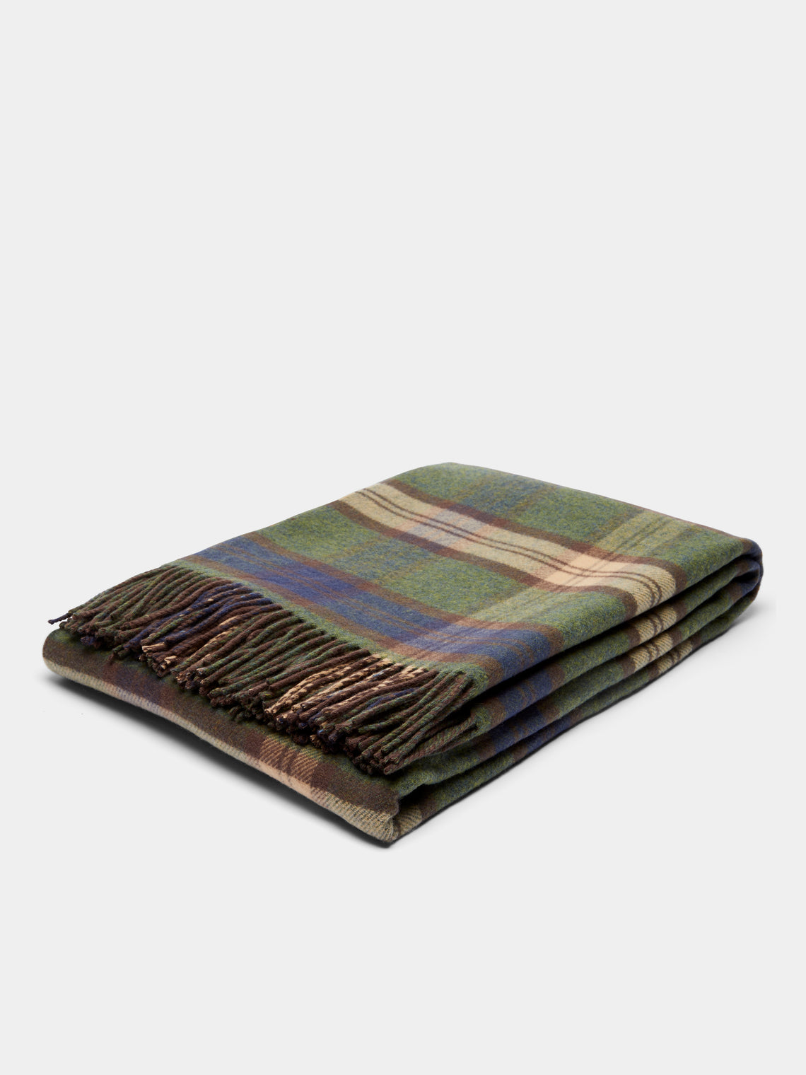 Johnstons of Elgin - Double-Faced Wool Check Blanket - Green - ABASK