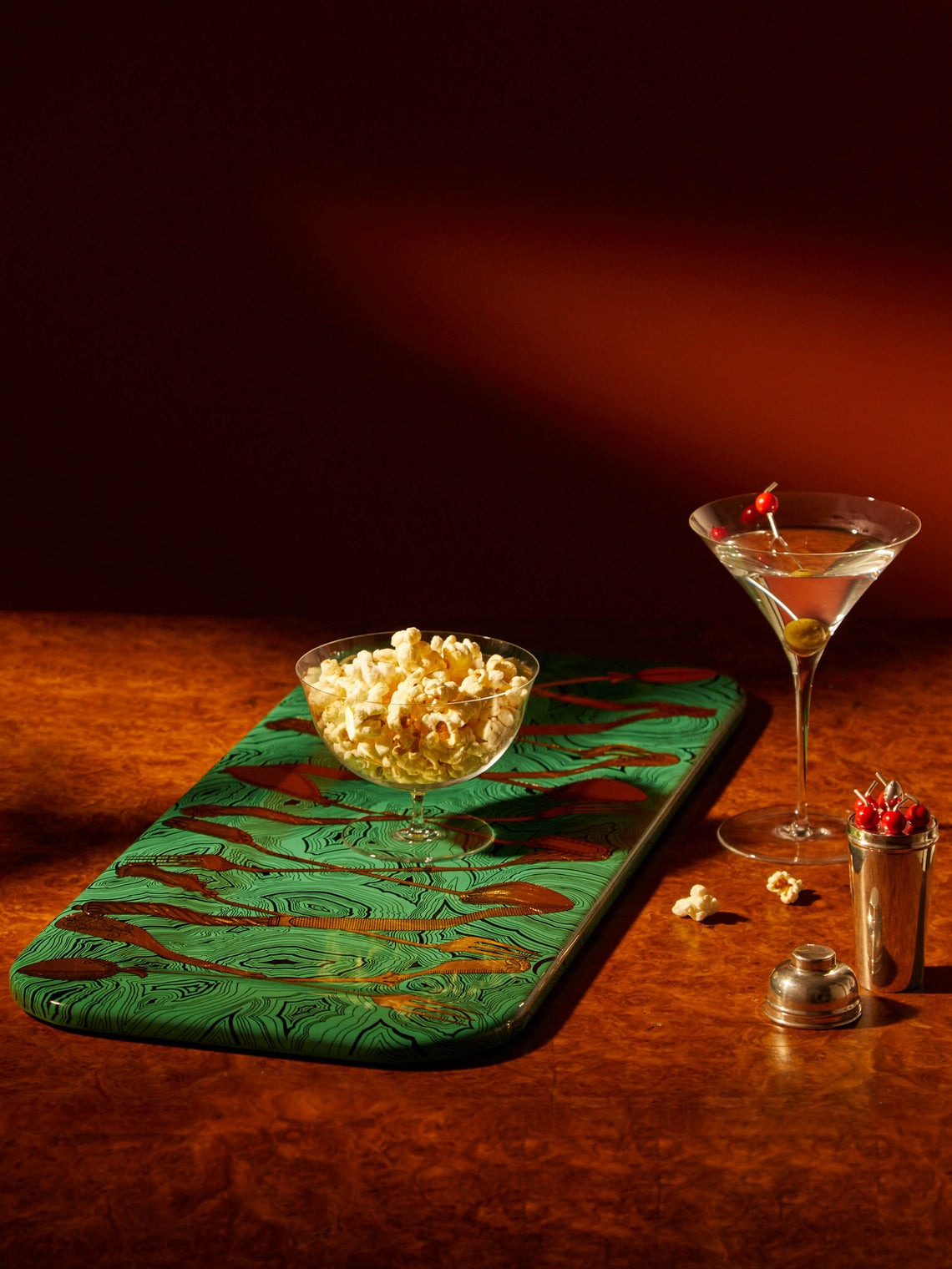 Fornasetti - Posateria Malachite Wood Tray - Green - ABASK