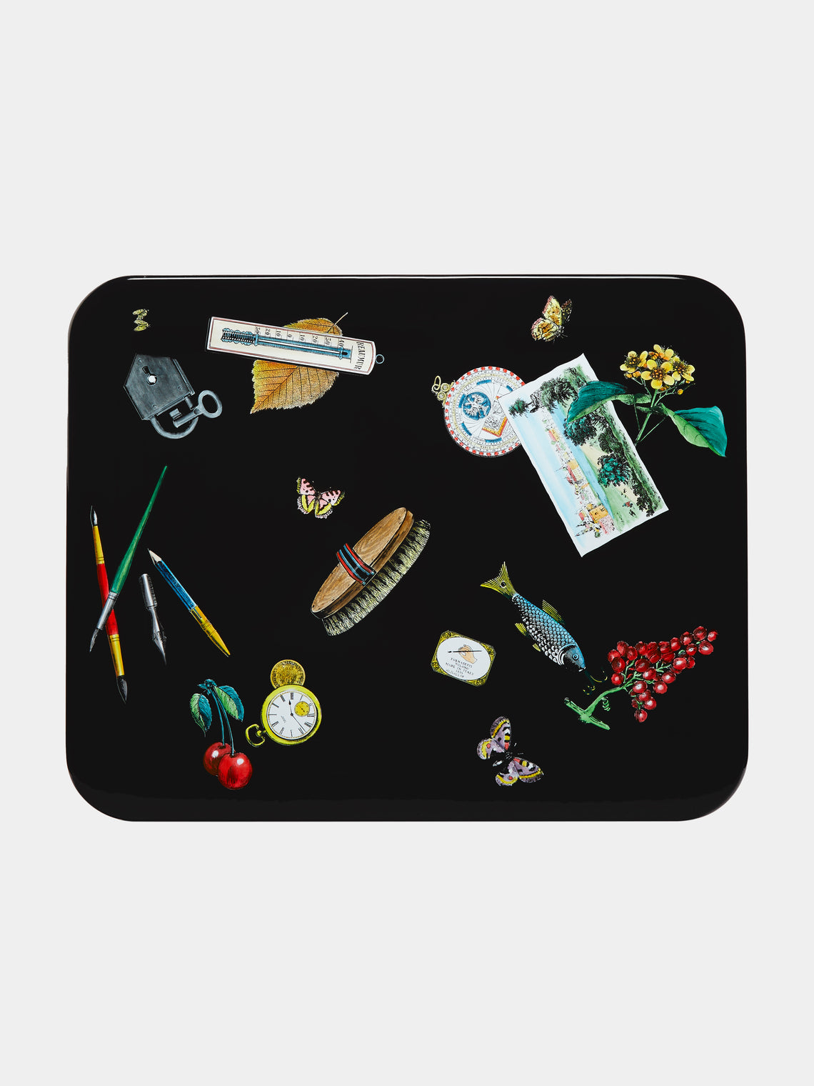 Fornasetti - Oggetti Sparsi Wood Tray - Black - ABASK - 