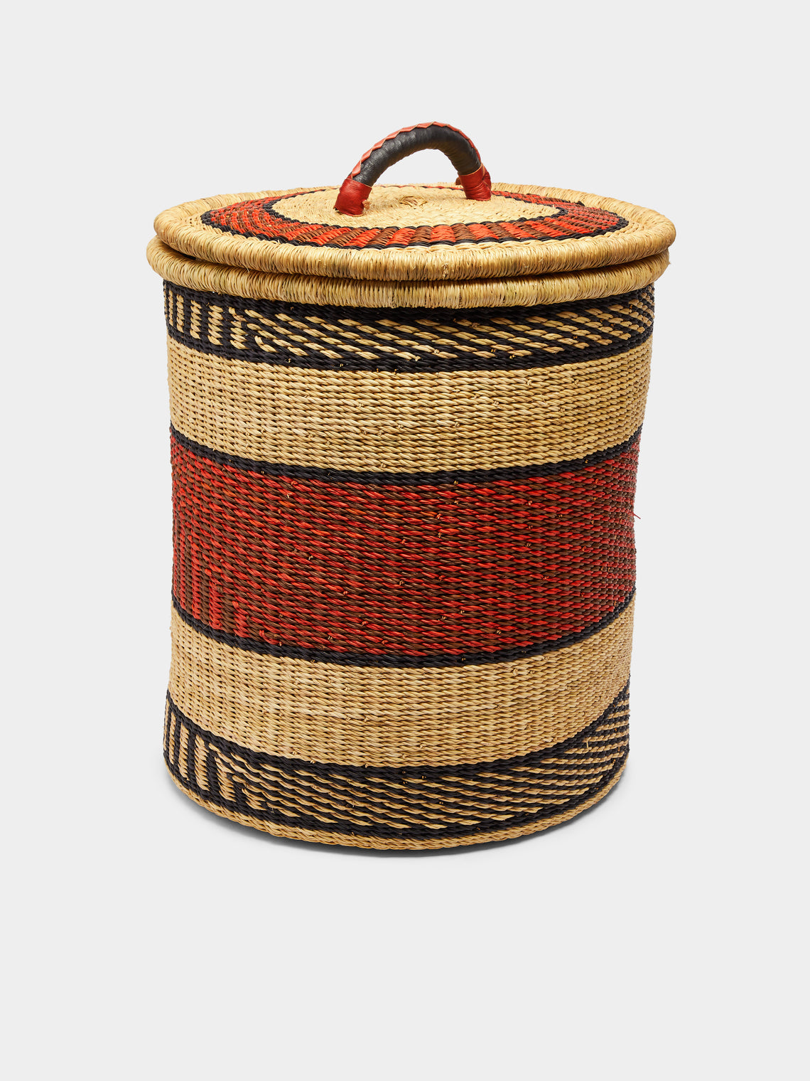 Baba Tree - Handwoven Elephant Grass Lidded Basket - Brown - ABASK - 