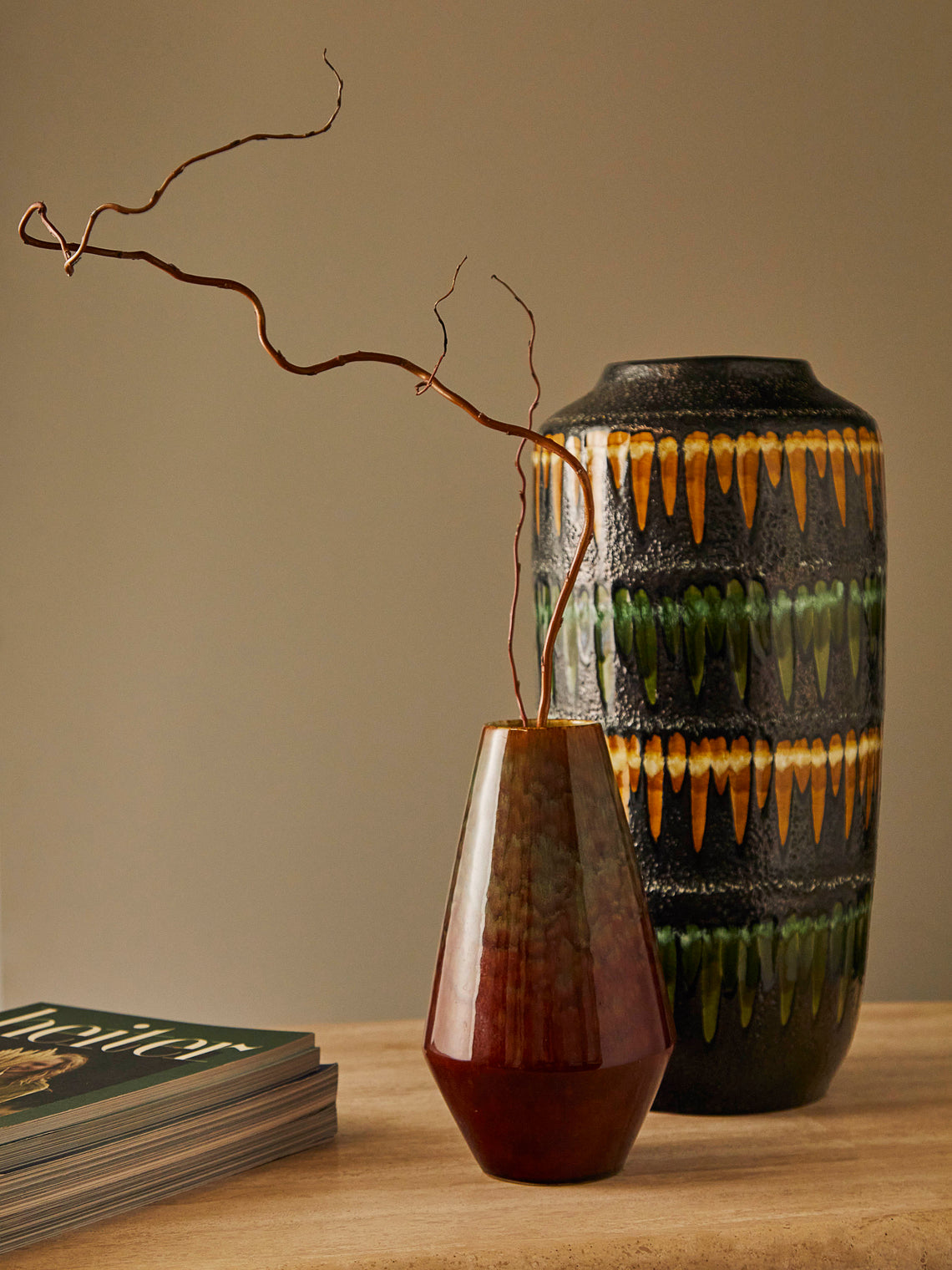 Antique and Vintage - 1950s-1970s Fat Lava Ceramic Vase - Black - ABASK
