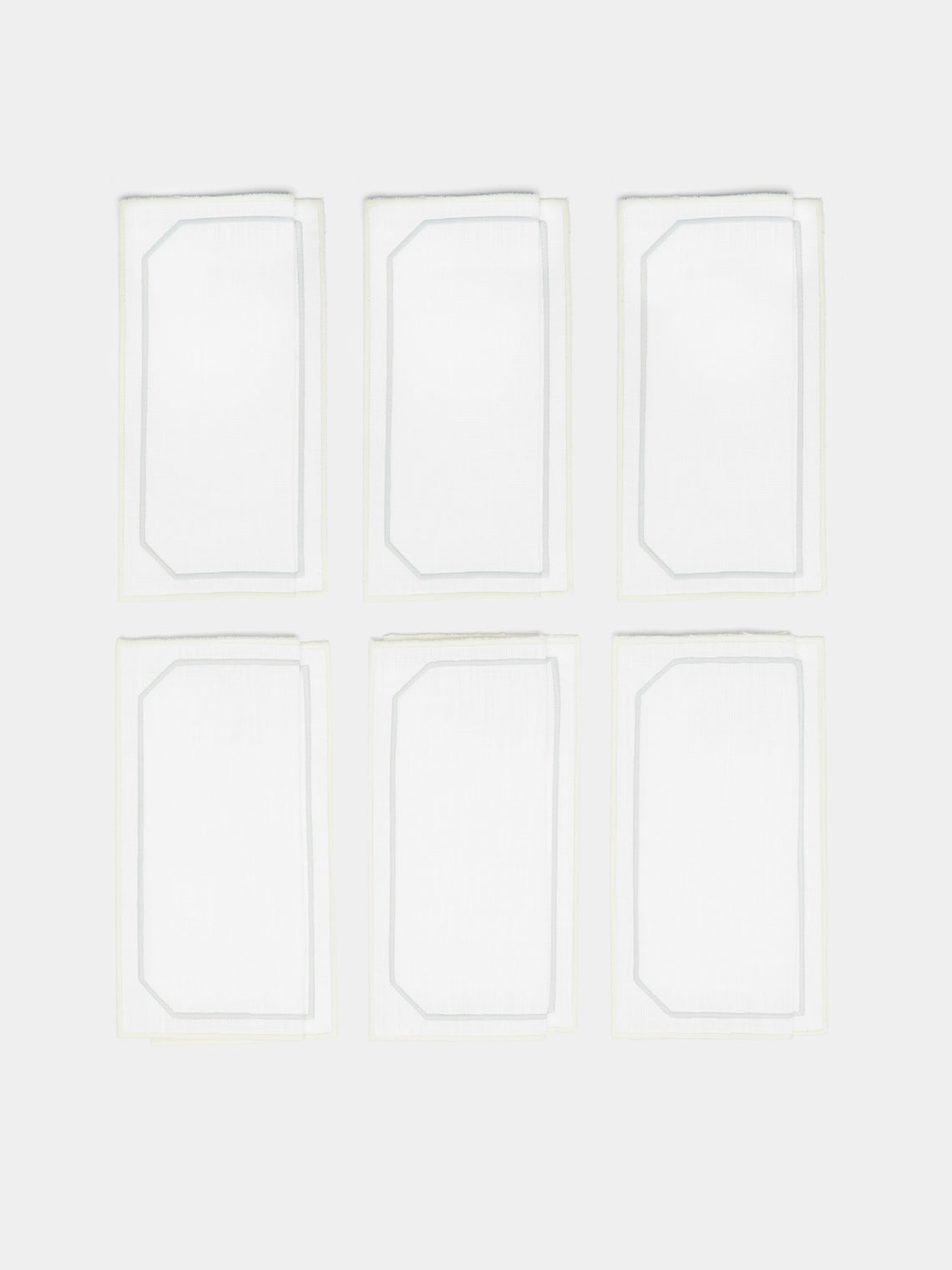 Los Encajeros - Octo Embroidered Linen Cocktail Napkins (Set of 6) -  - ABASK