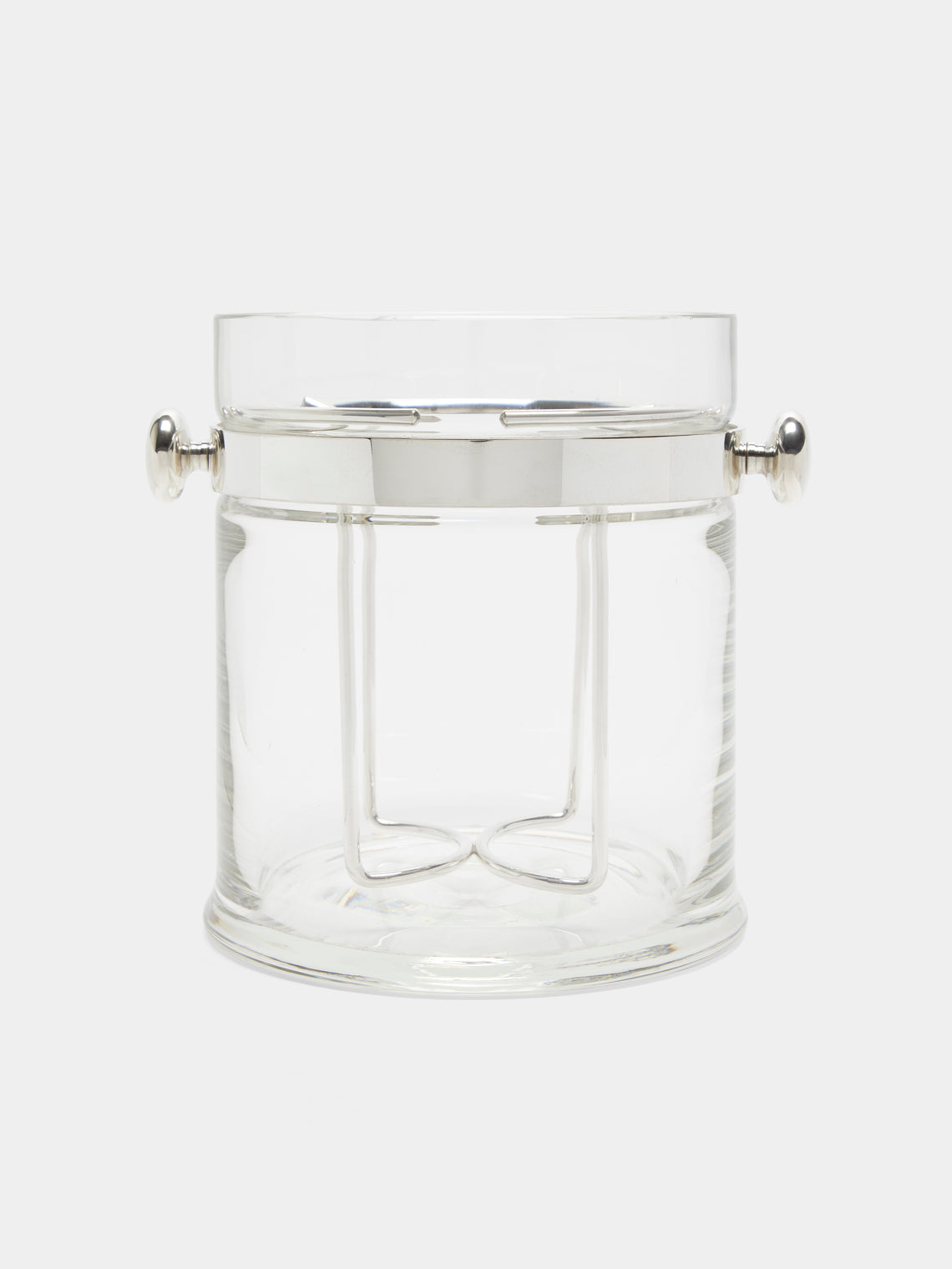 Antique and Vintage - Mid-Century Silver Plated Glass Cooler with Bottle Holder - Silver - ABASK
