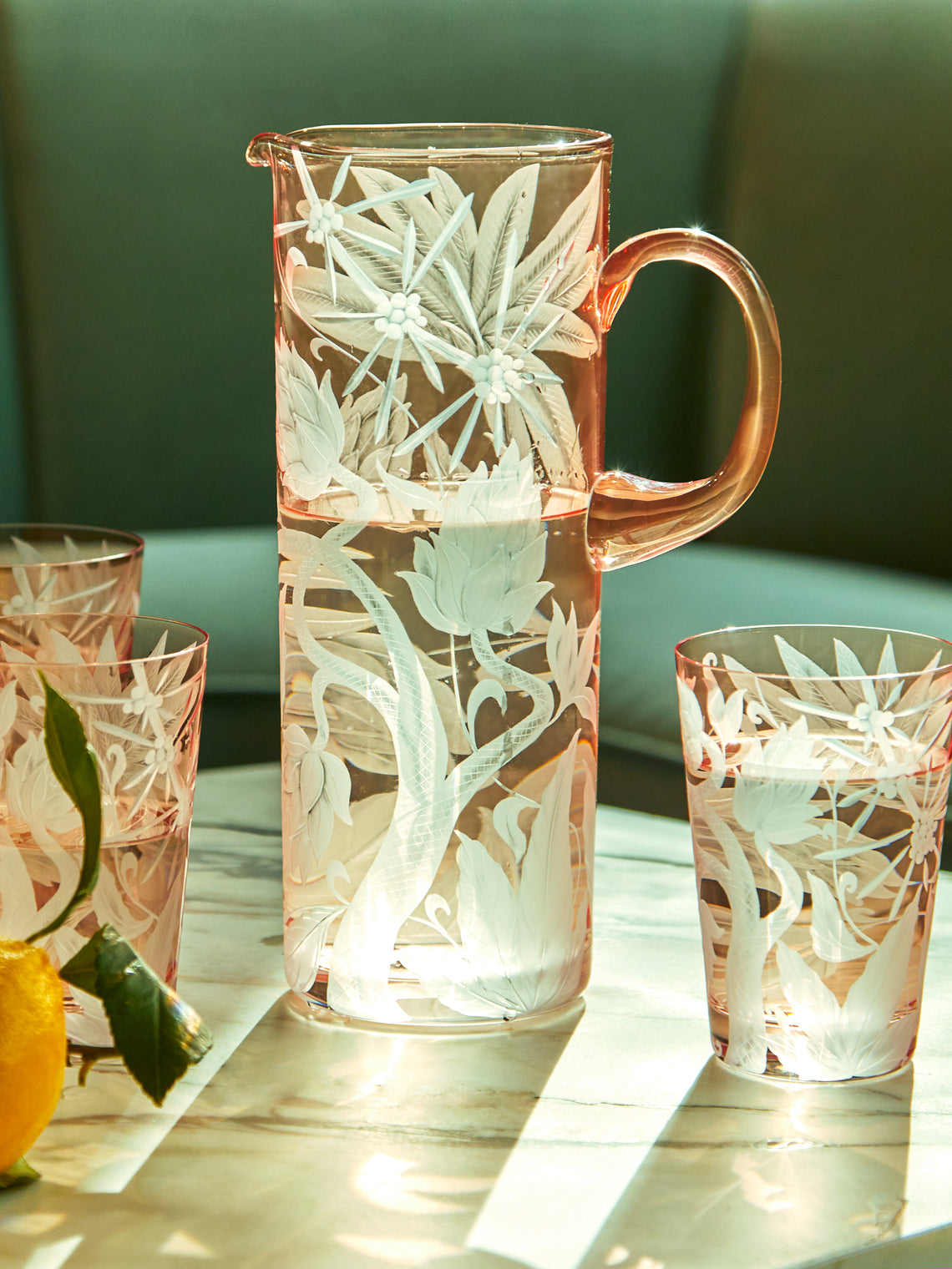 Artel - Jungle Deco Hand-Engraved Crystal Pitcher -  - ABASK